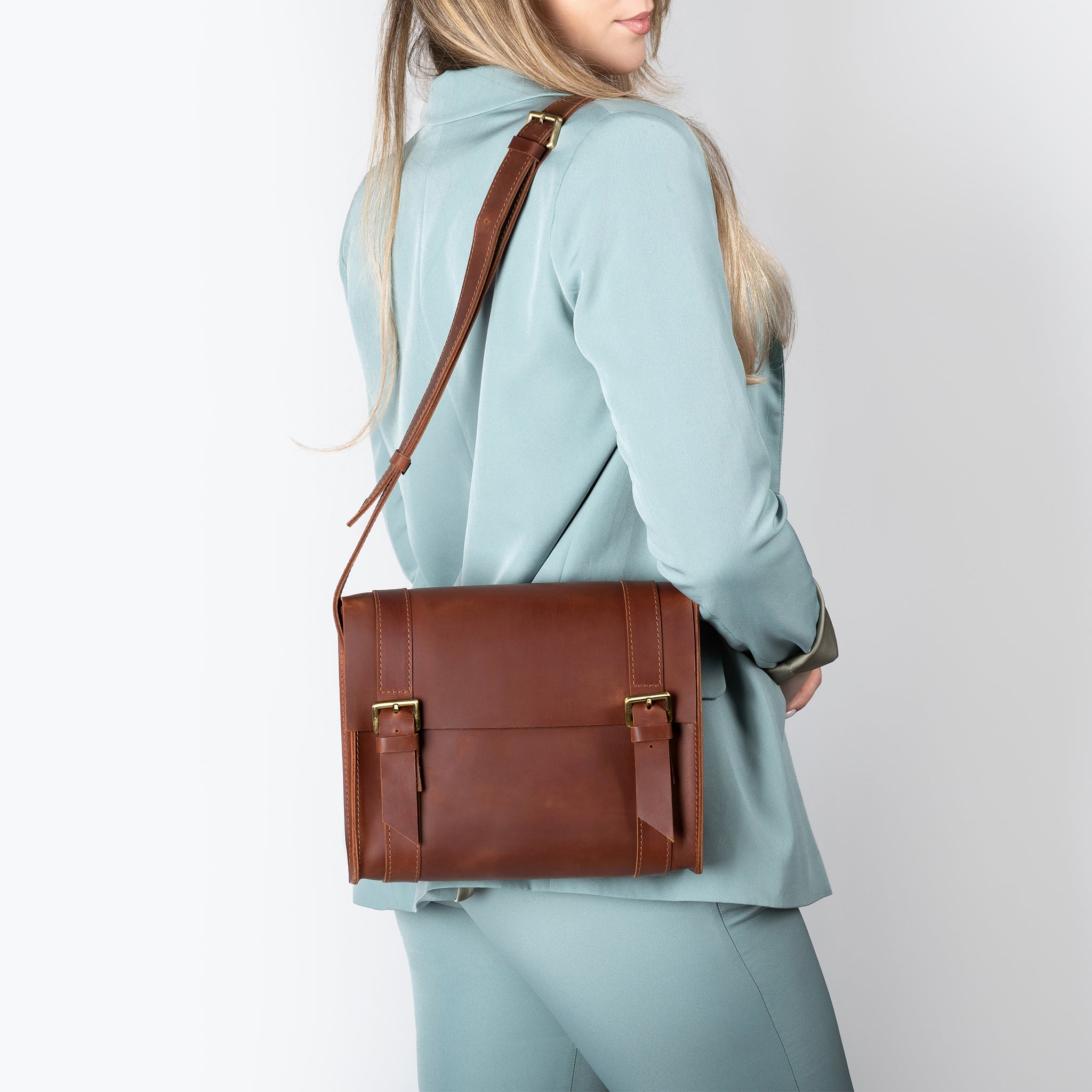 Handmade Leather Satchel Bag Crossbody Bag Women - Vintage wood