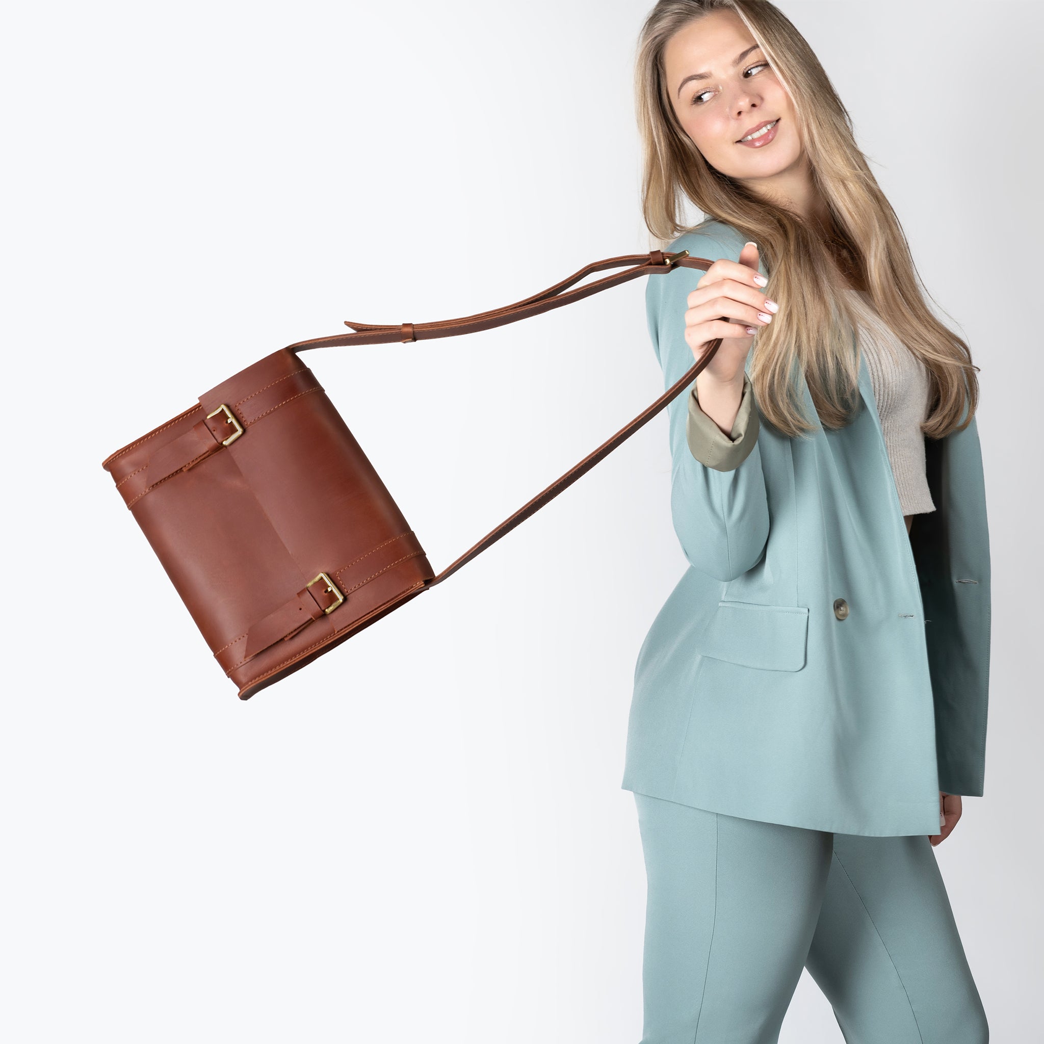 Handmade Leather Satchel Bag Crossbody Bag Women - Vintage wood