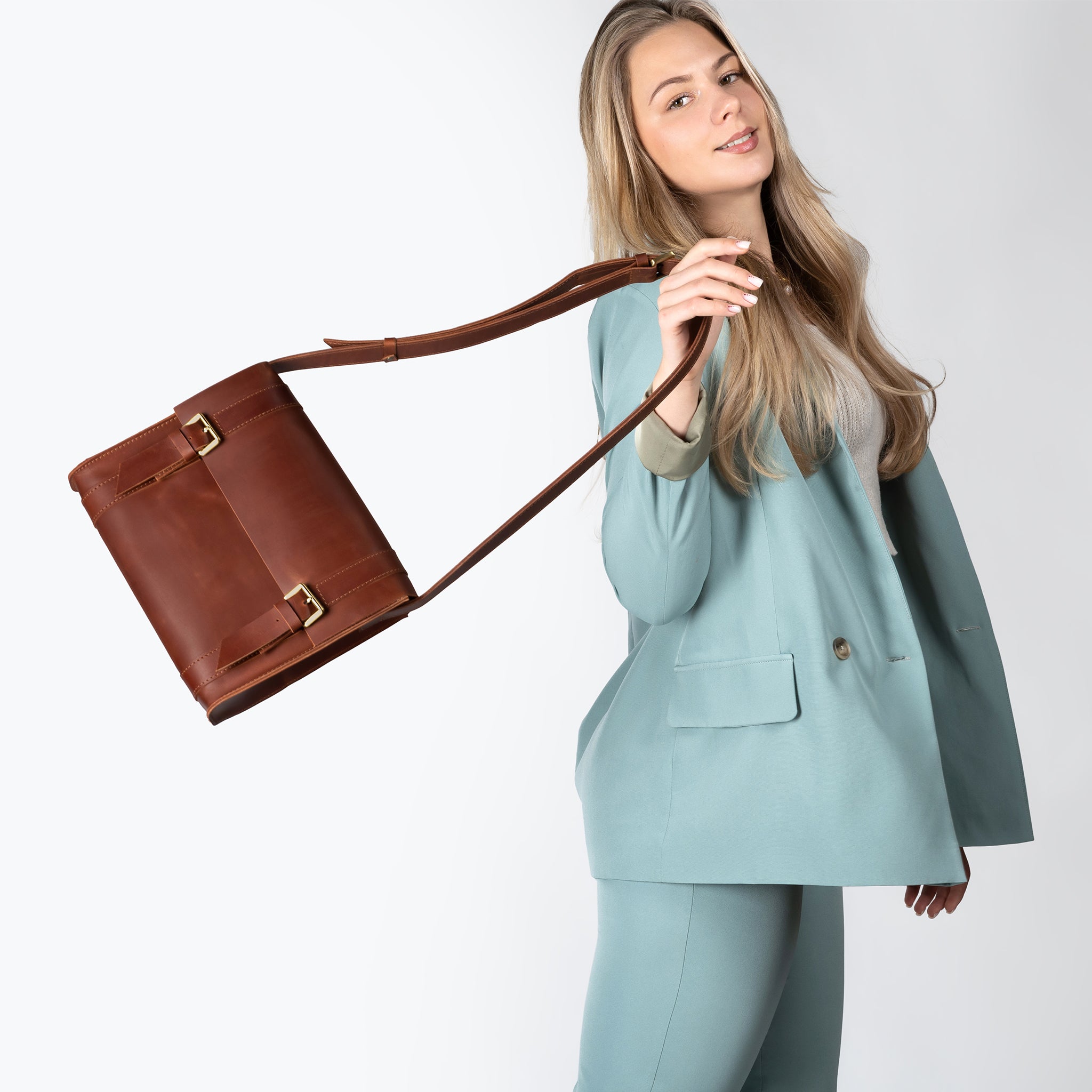 Handmade Leather Satchel Bag Crossbody Bag Women - Vintage wood