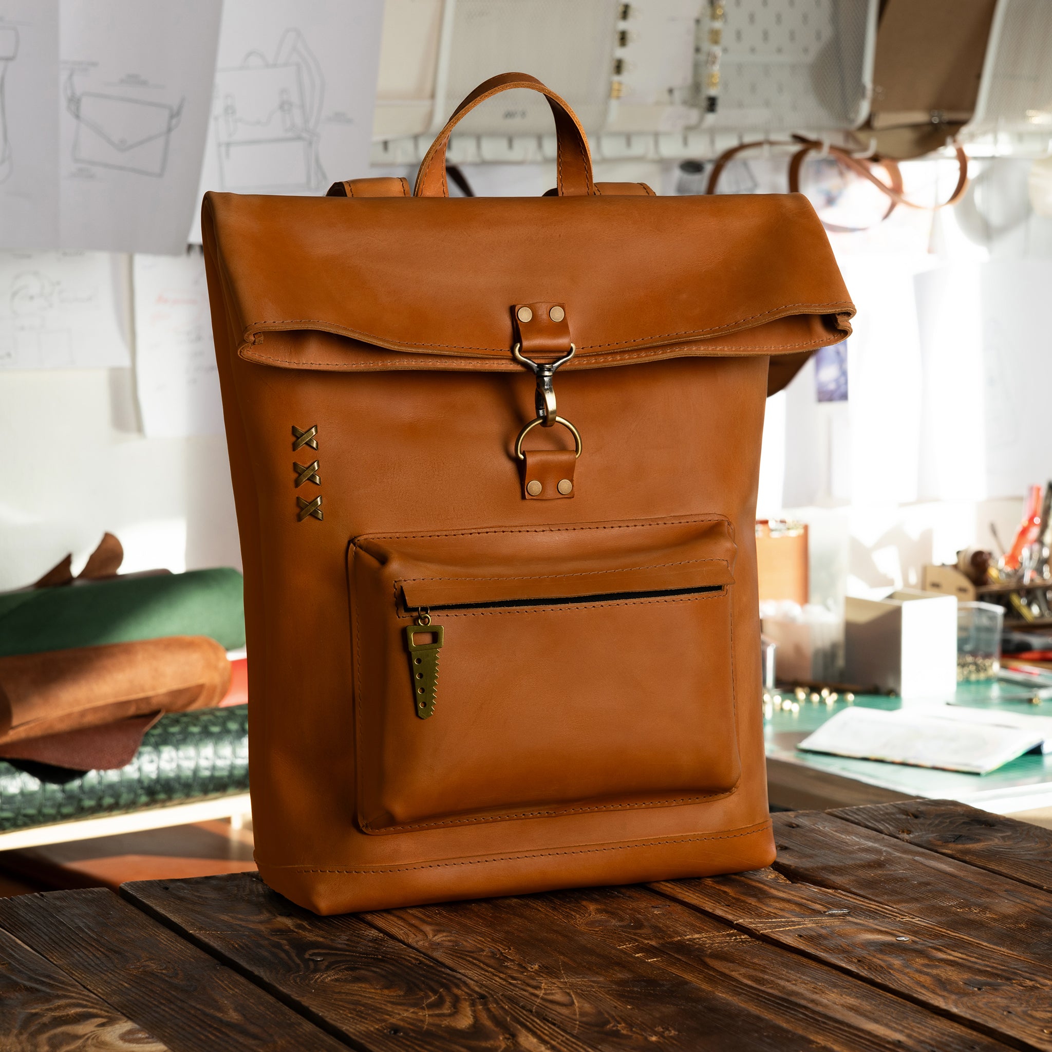 Roll-top Handcrafting Leather Women's Backpack - Forester 13", 14", 15" and 16" inch laptops