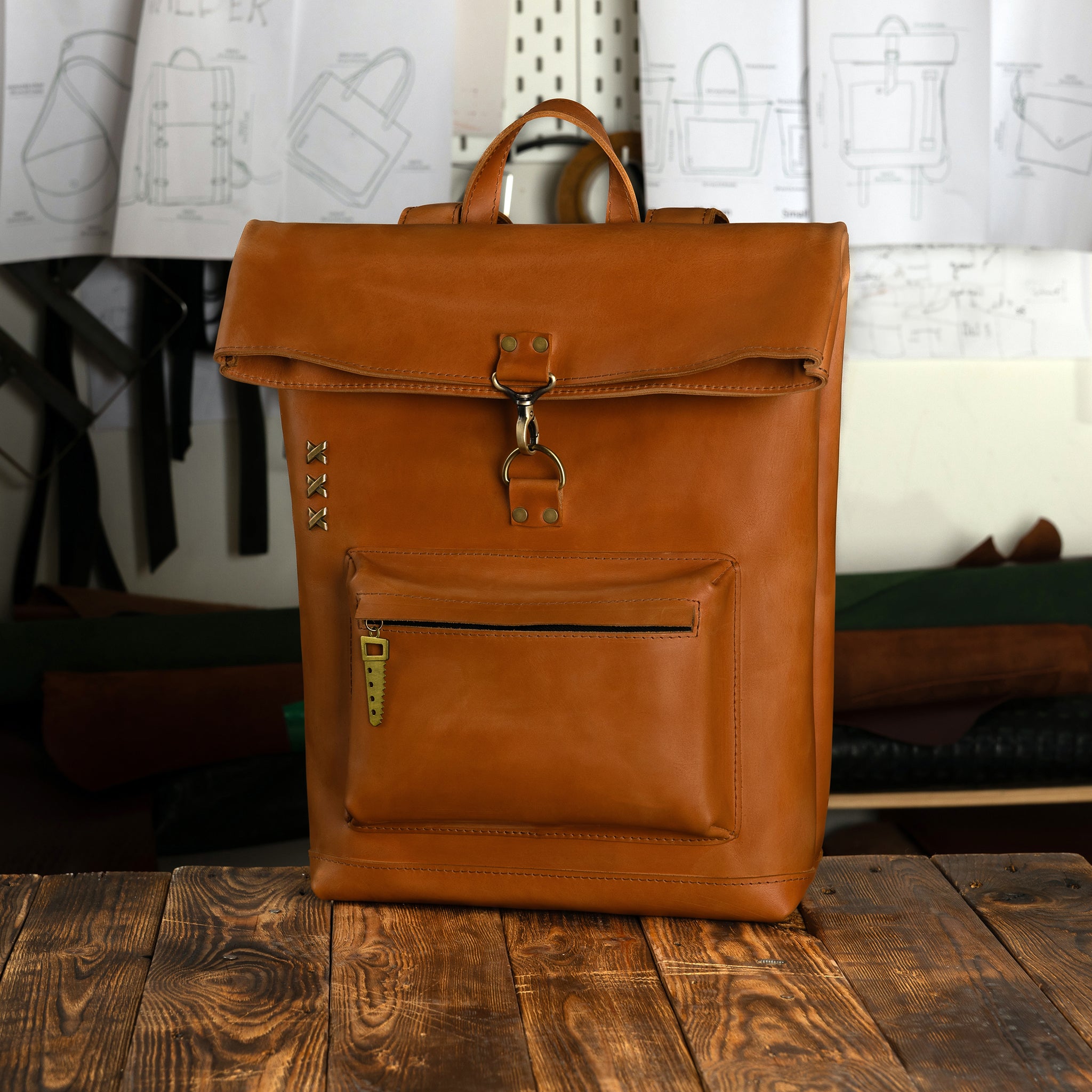 Roll-top Handcrafting Leather Women's Backpack - Forester 13", 14", 15" and 16" inch laptops