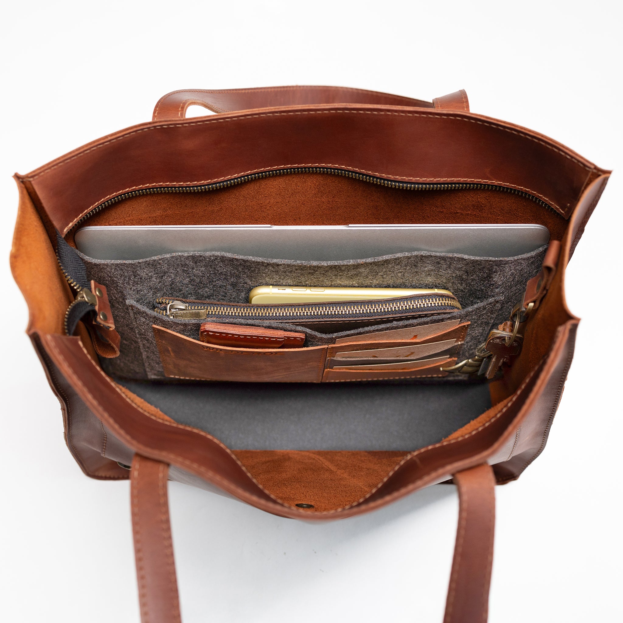 Handmade Leather Tote Laptop Bag For Women 13"and 14 inch. Laptops - Western