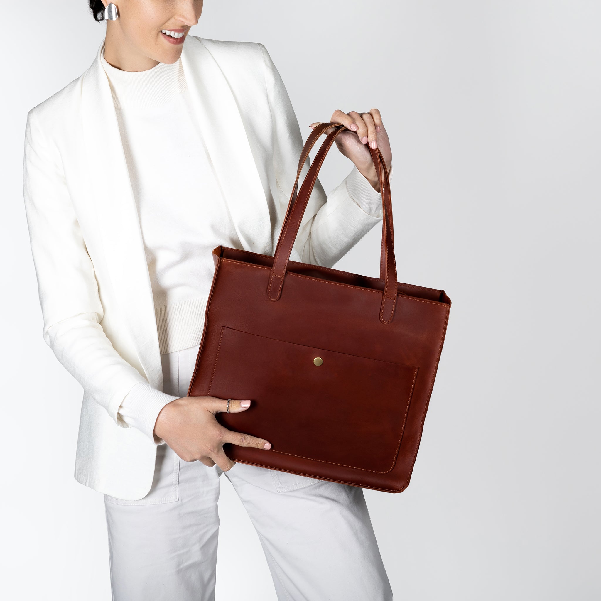 Handmade Leather Tote Laptop Bag For Women 13"and 14 inch. Laptops - Western