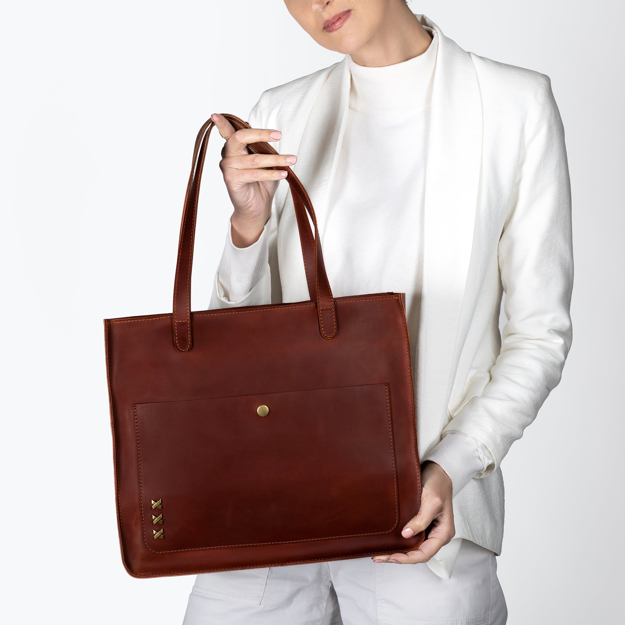 Handmade Leather Tote Laptop Bag For Women 13"and 14 inch. Laptops - Western