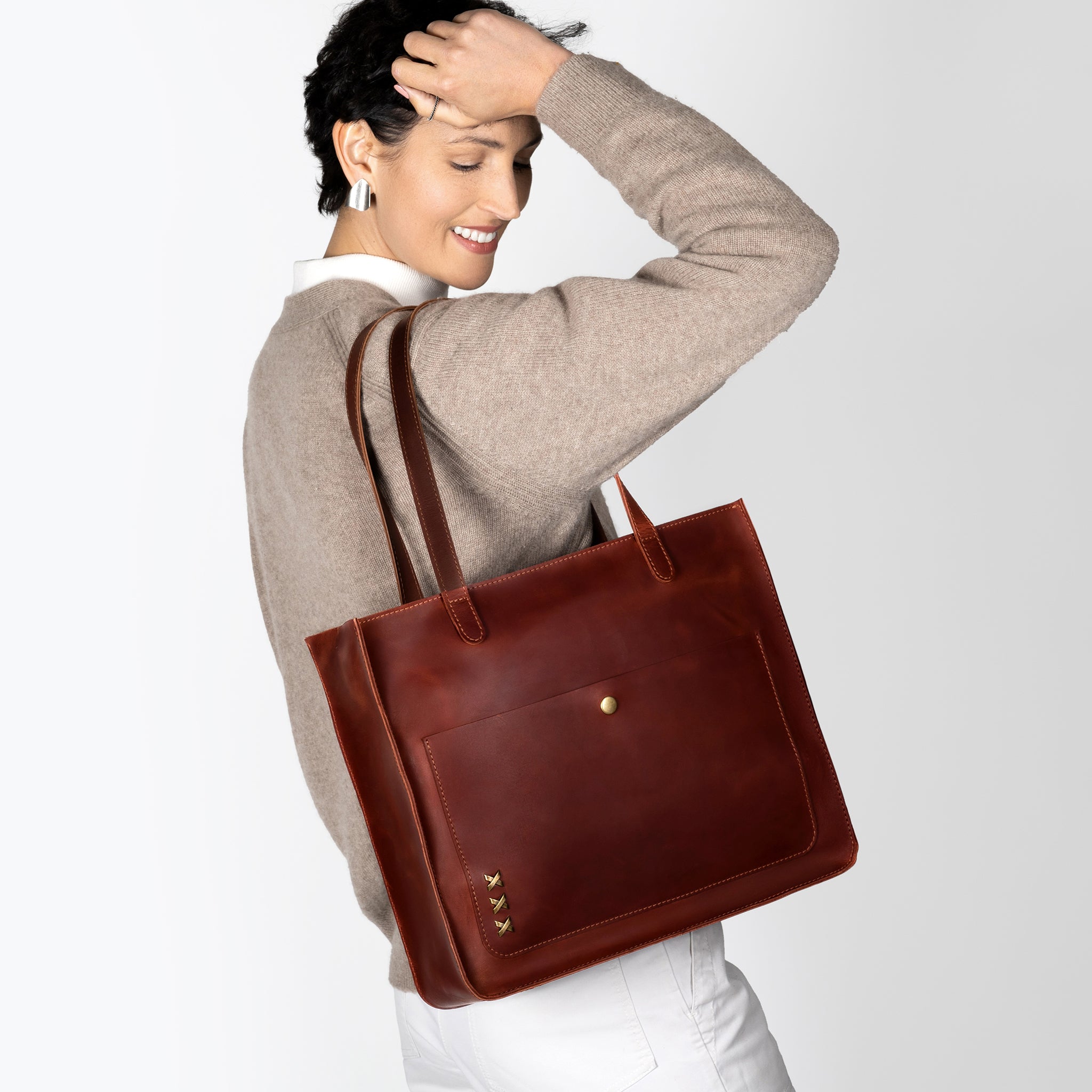 Handmade Leather Tote Laptop Bag For Women 13"and 14 inch. Laptops - Western