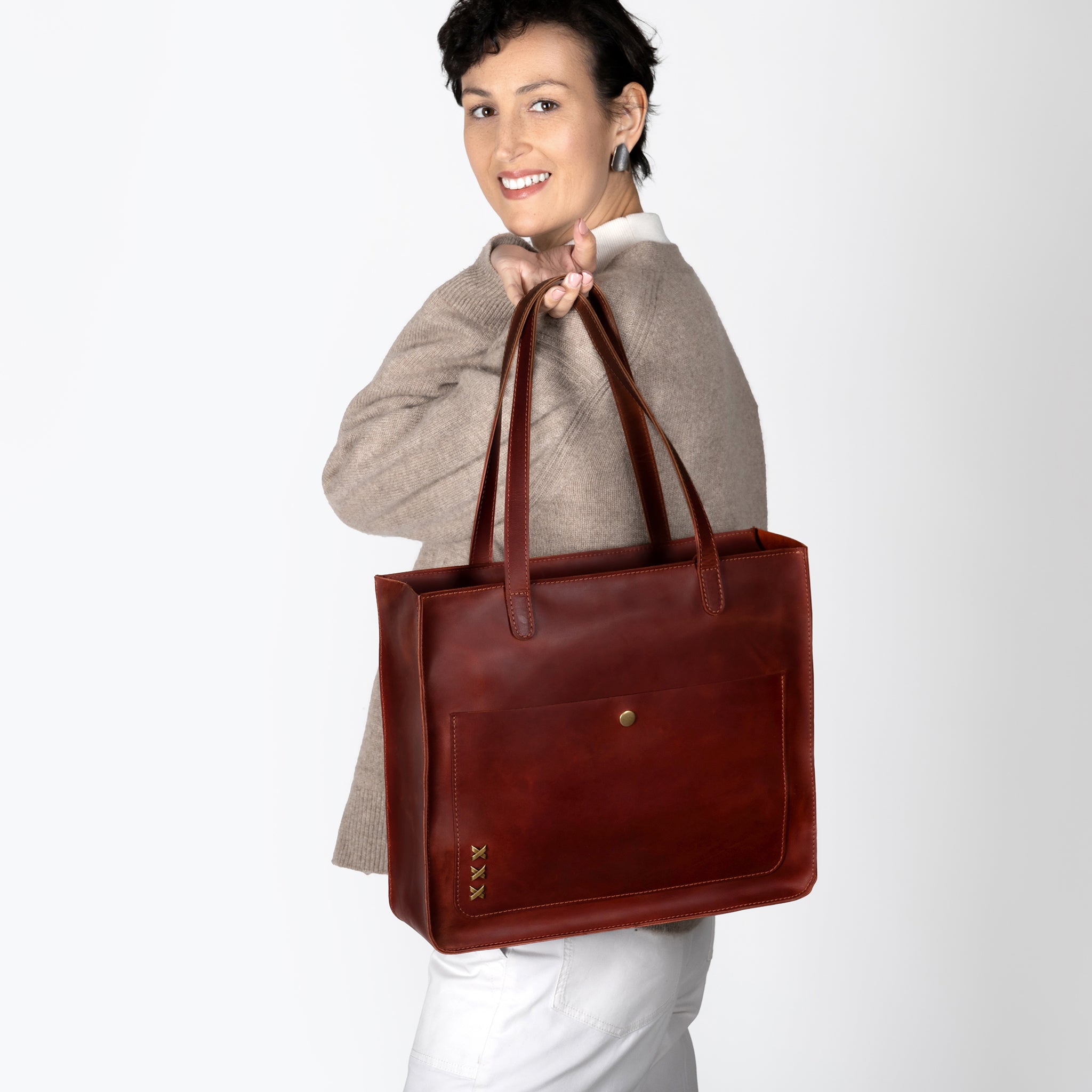 Handmade Leather Tote Laptop Bag For Women 13"and 14 inch. Laptops - Western