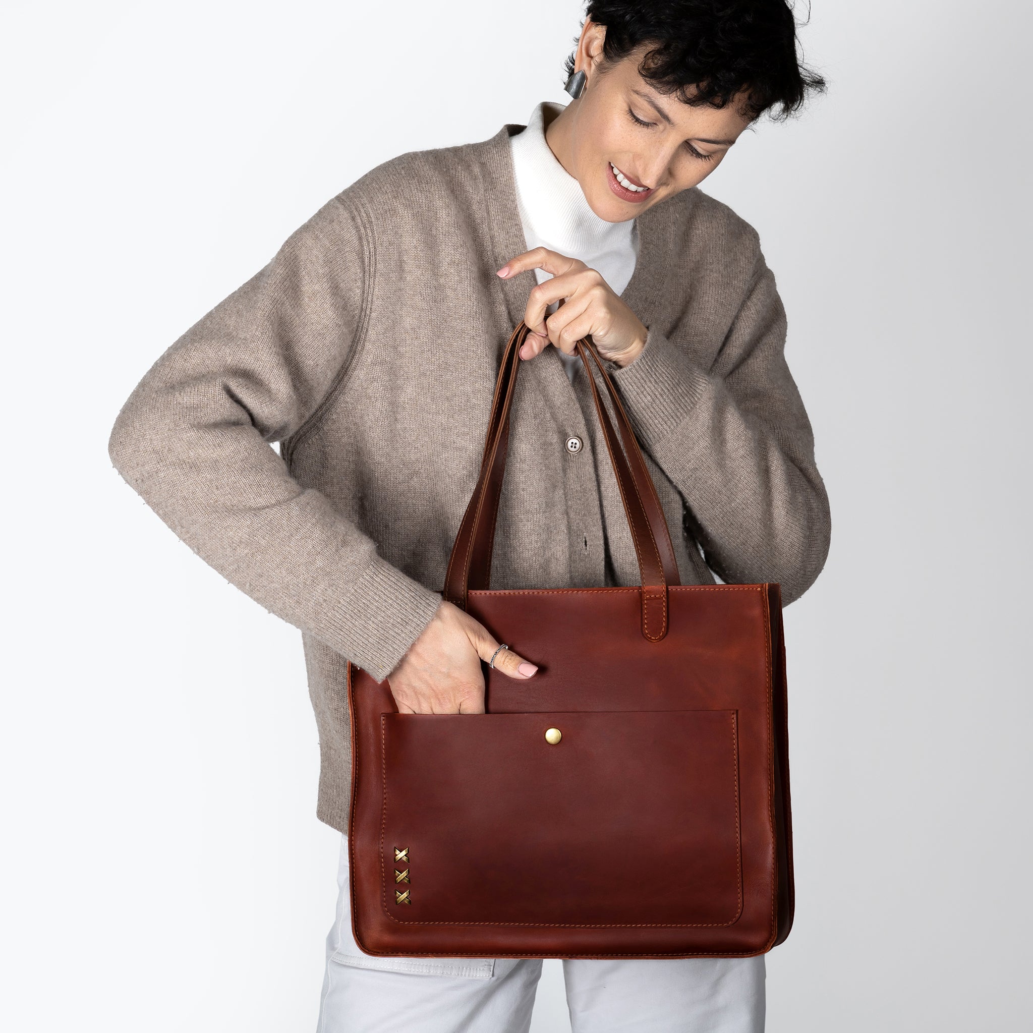 Handmade Leather Tote Laptop Bag For Women 13"and 14 inch. Laptops - Western