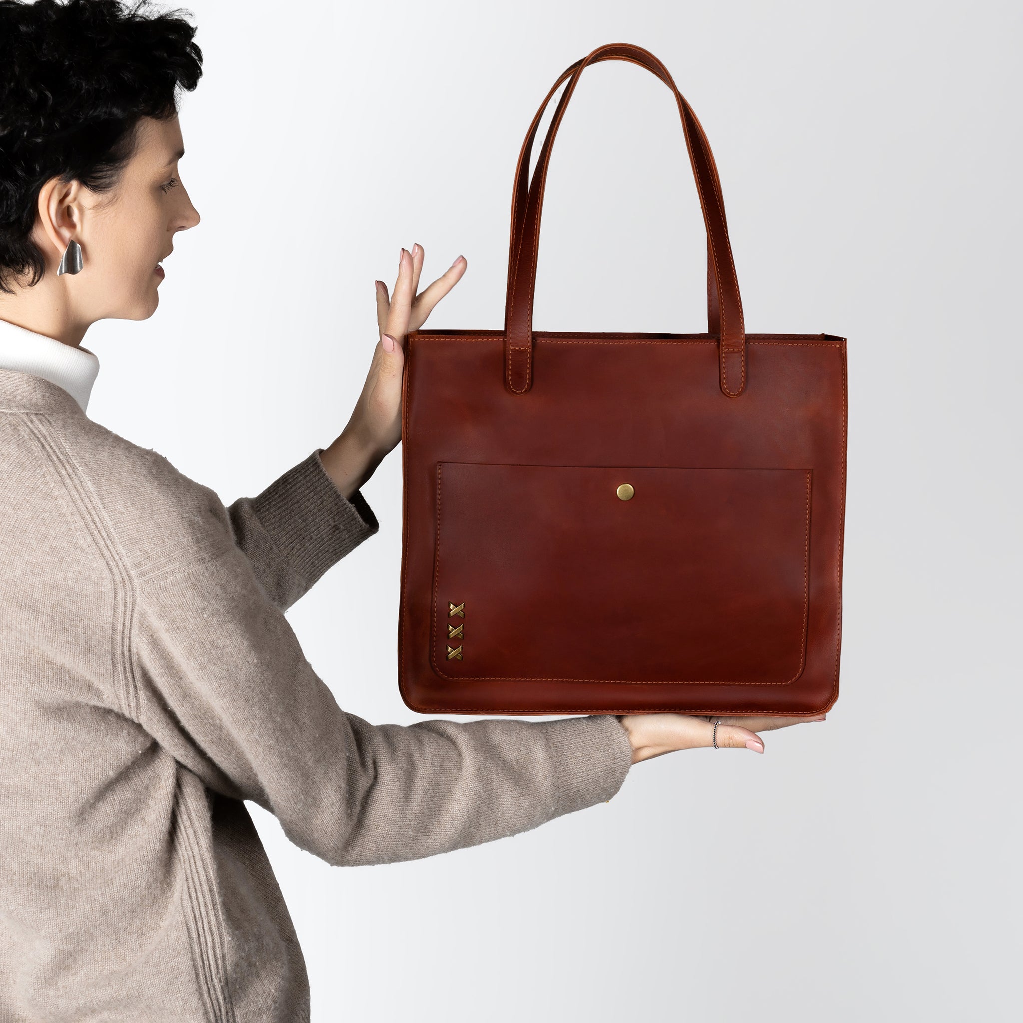 Handmade Leather Tote Laptop Bag For Women 13"and 14 inch. Laptops - Western