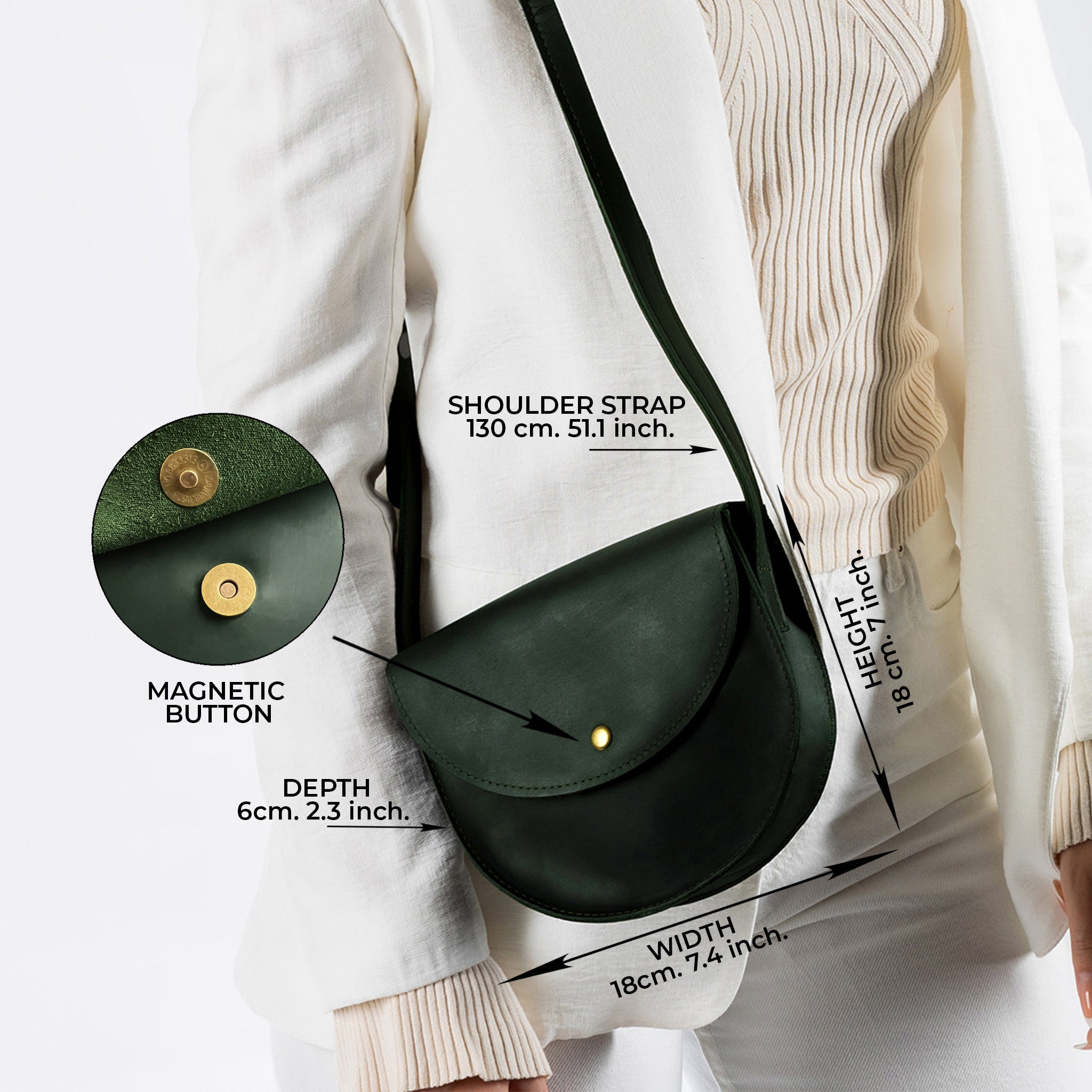Saddle Leather Handmade Bag ,Crossbody bag for Women - Classy Wood