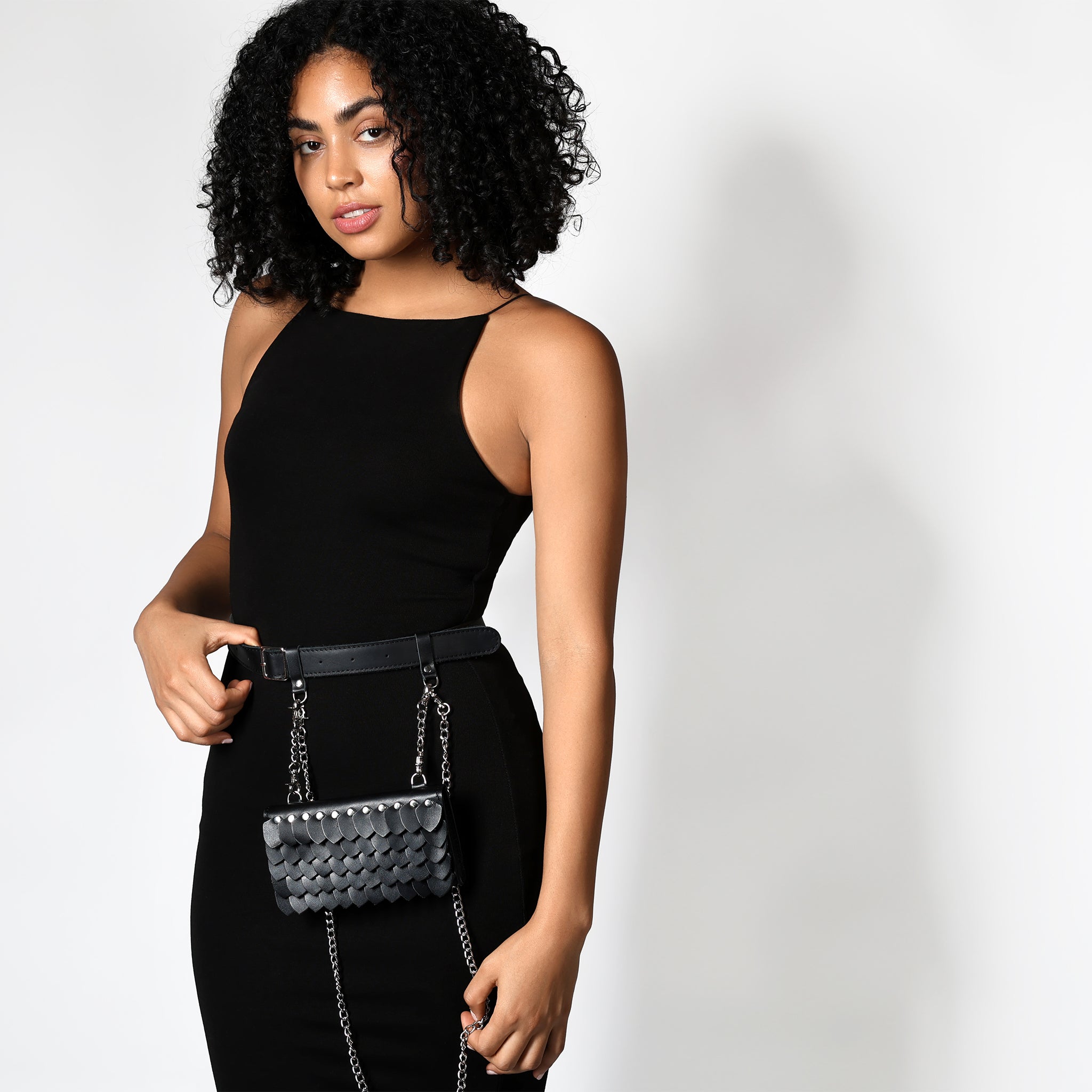 Designer handmade Leather Belt Bag, Crossbody Women Bag - Shield Dragon
