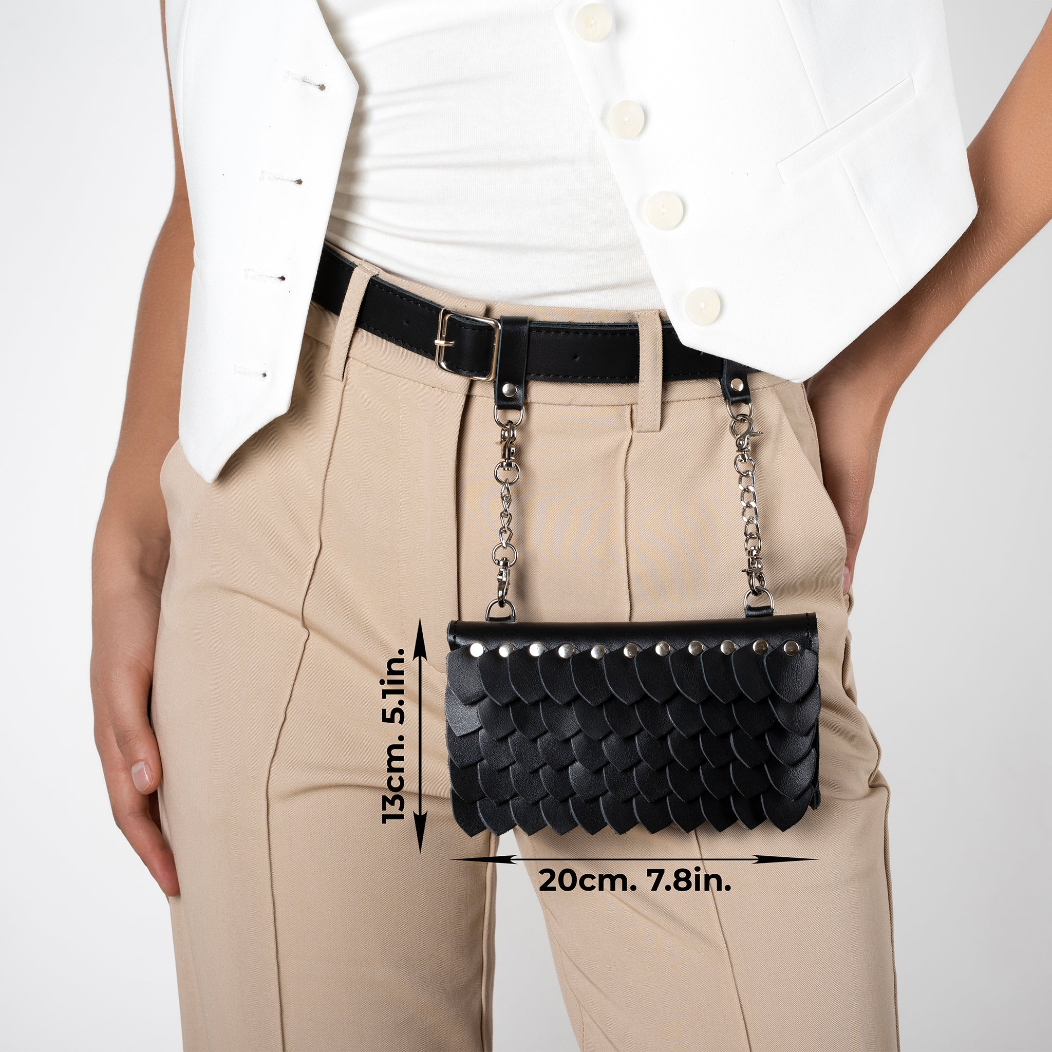 Designer handmade Leather Belt Bag, Crossbody Women Bag - Shield Dragon