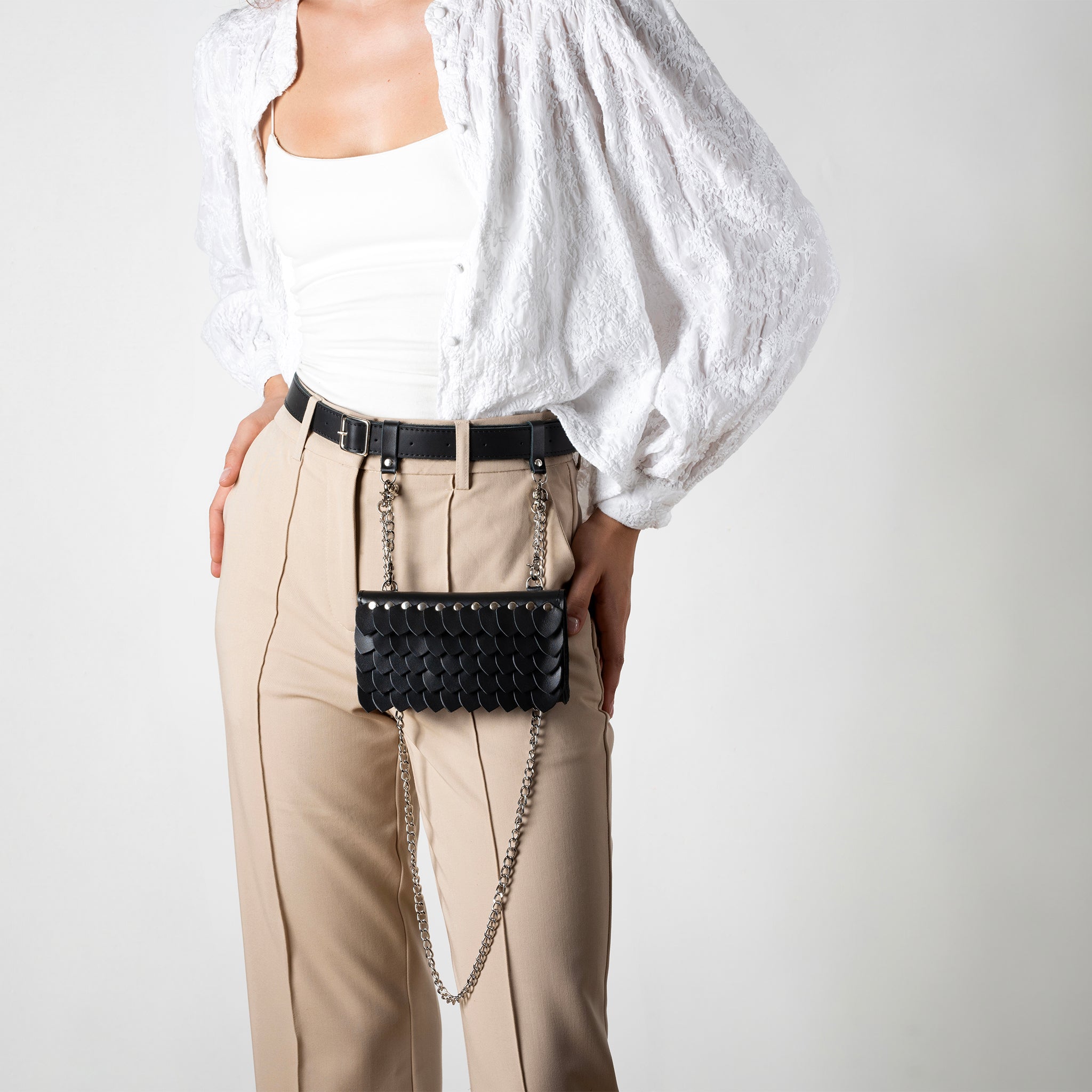 Designer handmade Leather Belt Bag, Crossbody Women Bag - Shield Dragon
