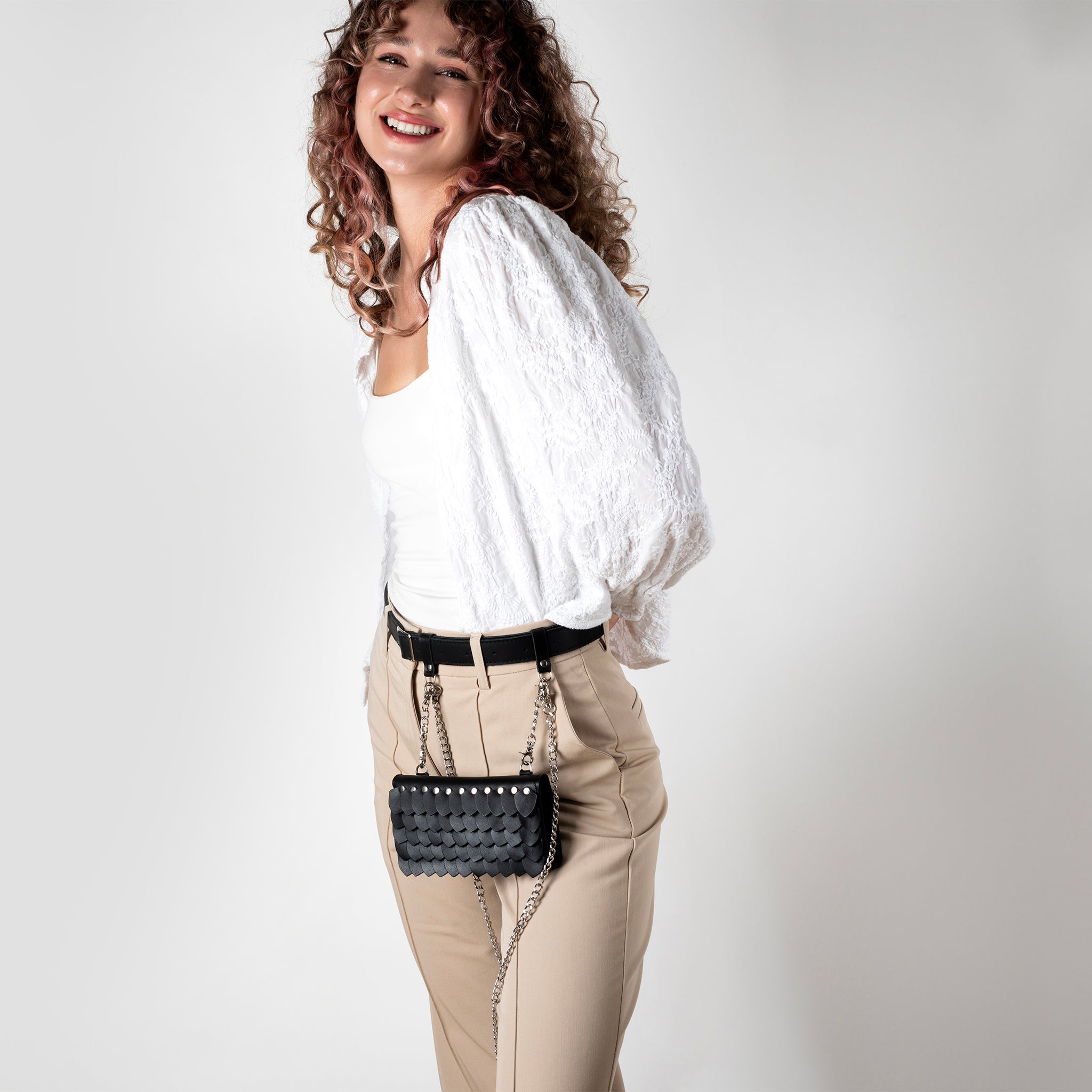 Designer handmade Leather Belt Bag, Crossbody Women Bag - Shield Dragon