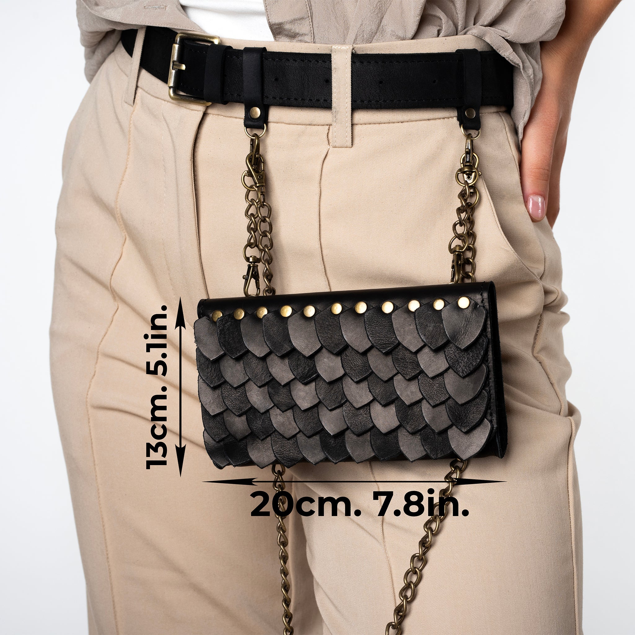 Designer handmade Leather Belt Bag, Crossbody Women Bag - Shield Dragon