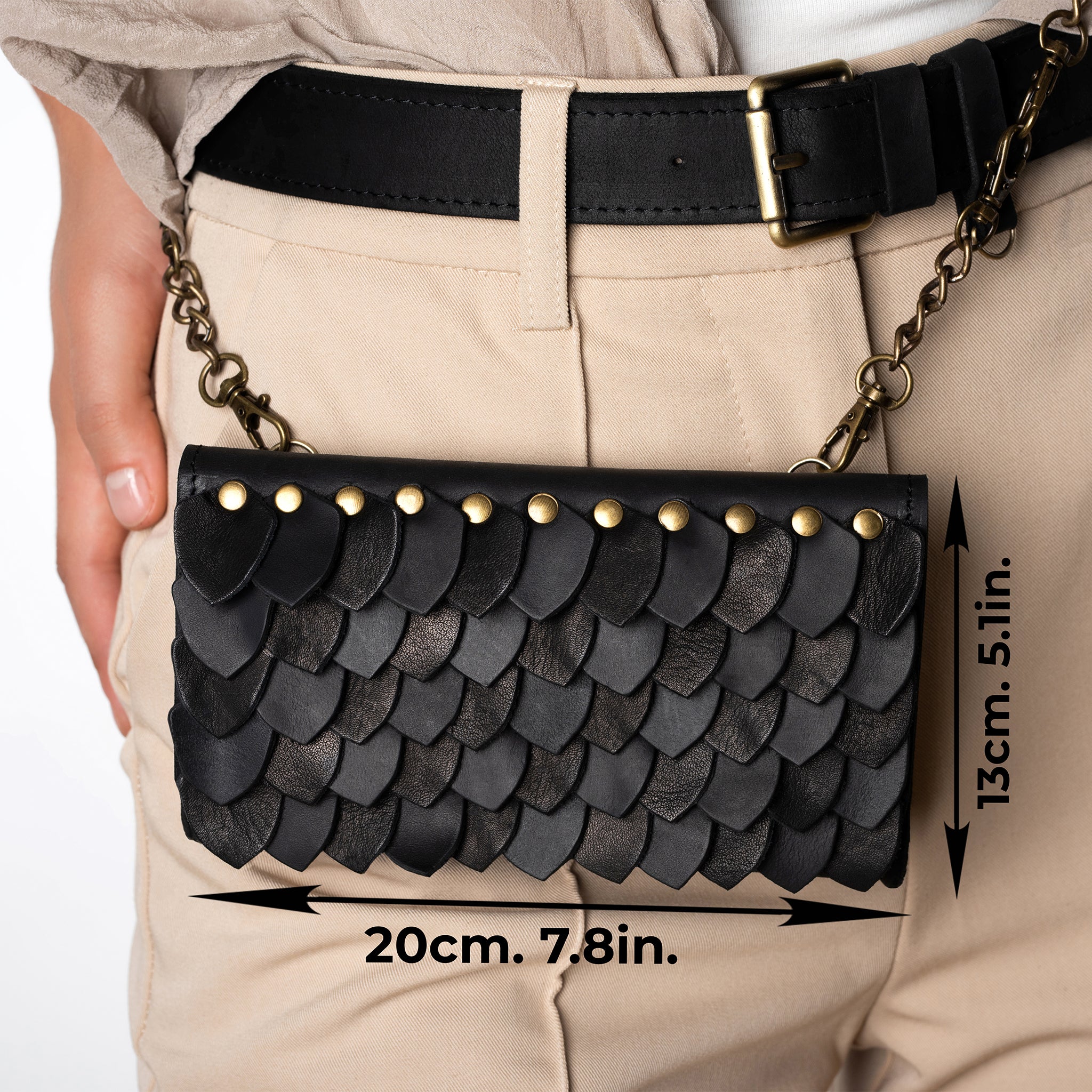 Designer handmade Leather Belt Bag, Crossbody Women Bag - Shield Dragon