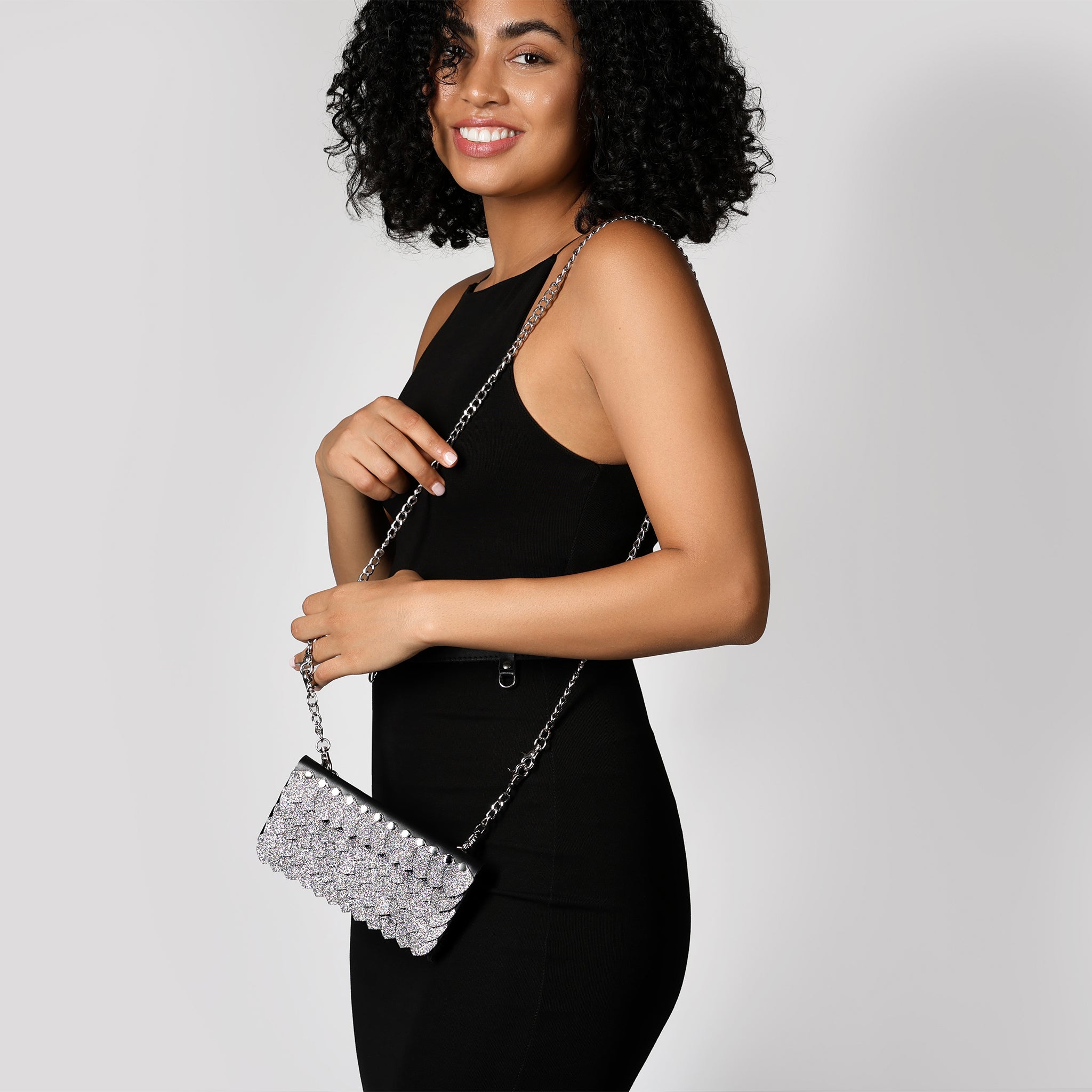 Women's Designer Leather Crossbody Bag, Chain Belt Bag -Bright Shield Dragon