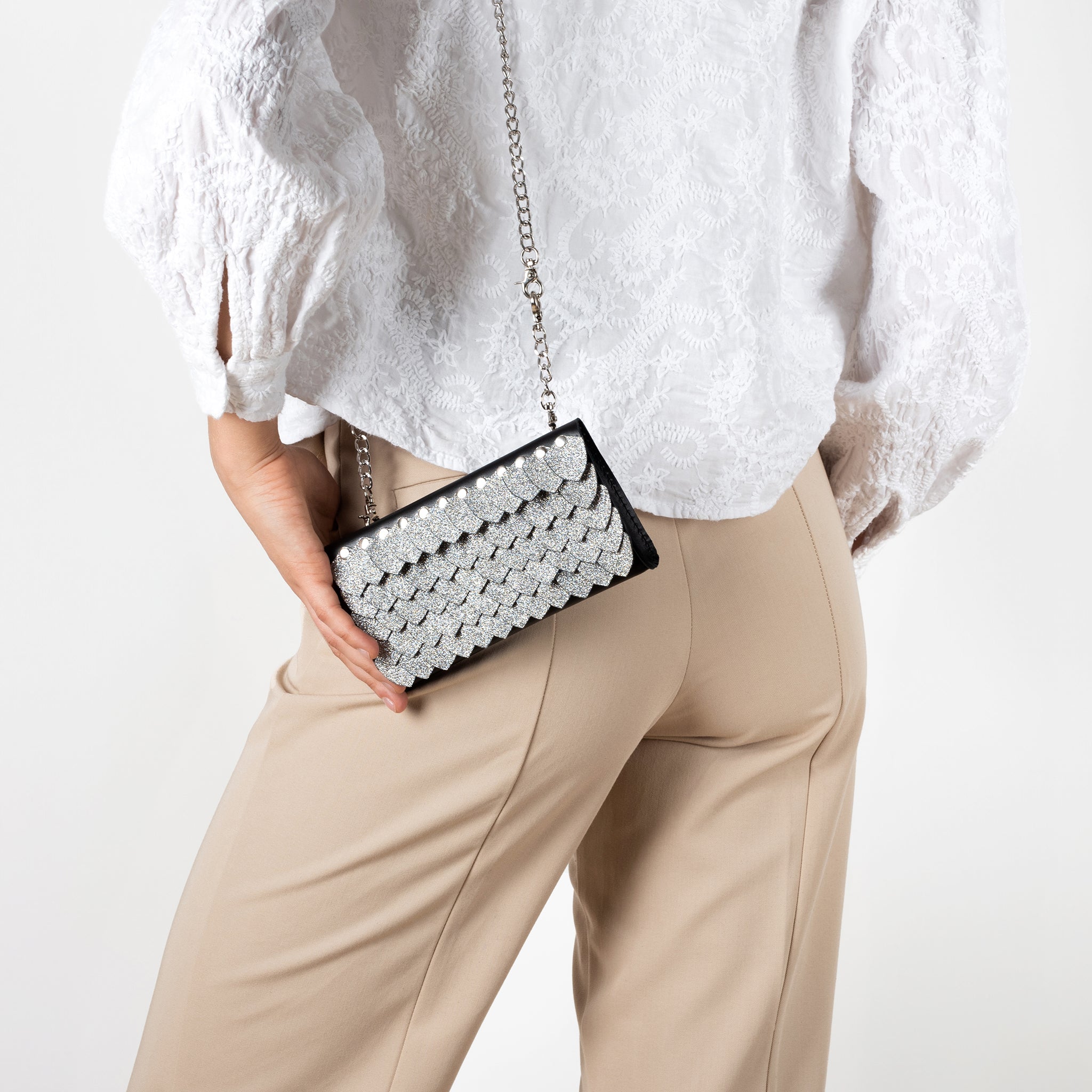 Women's Designer Leather Crossbody Bag, Chain Belt Bag -Bright Shield Dragon