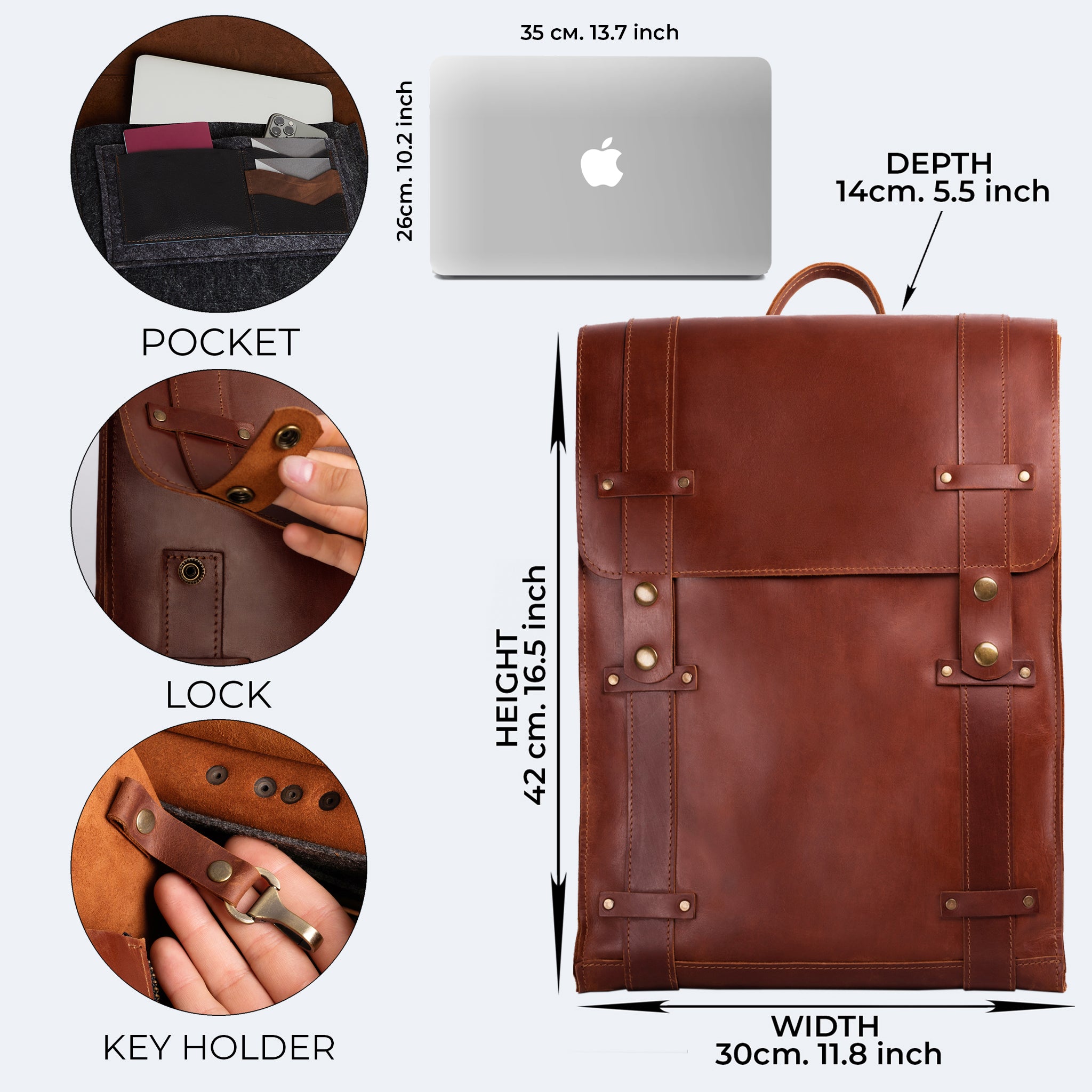 Women's Handcrafting Leather Backpack - Storyteller 13", 14", 15" and 16" inch laptops