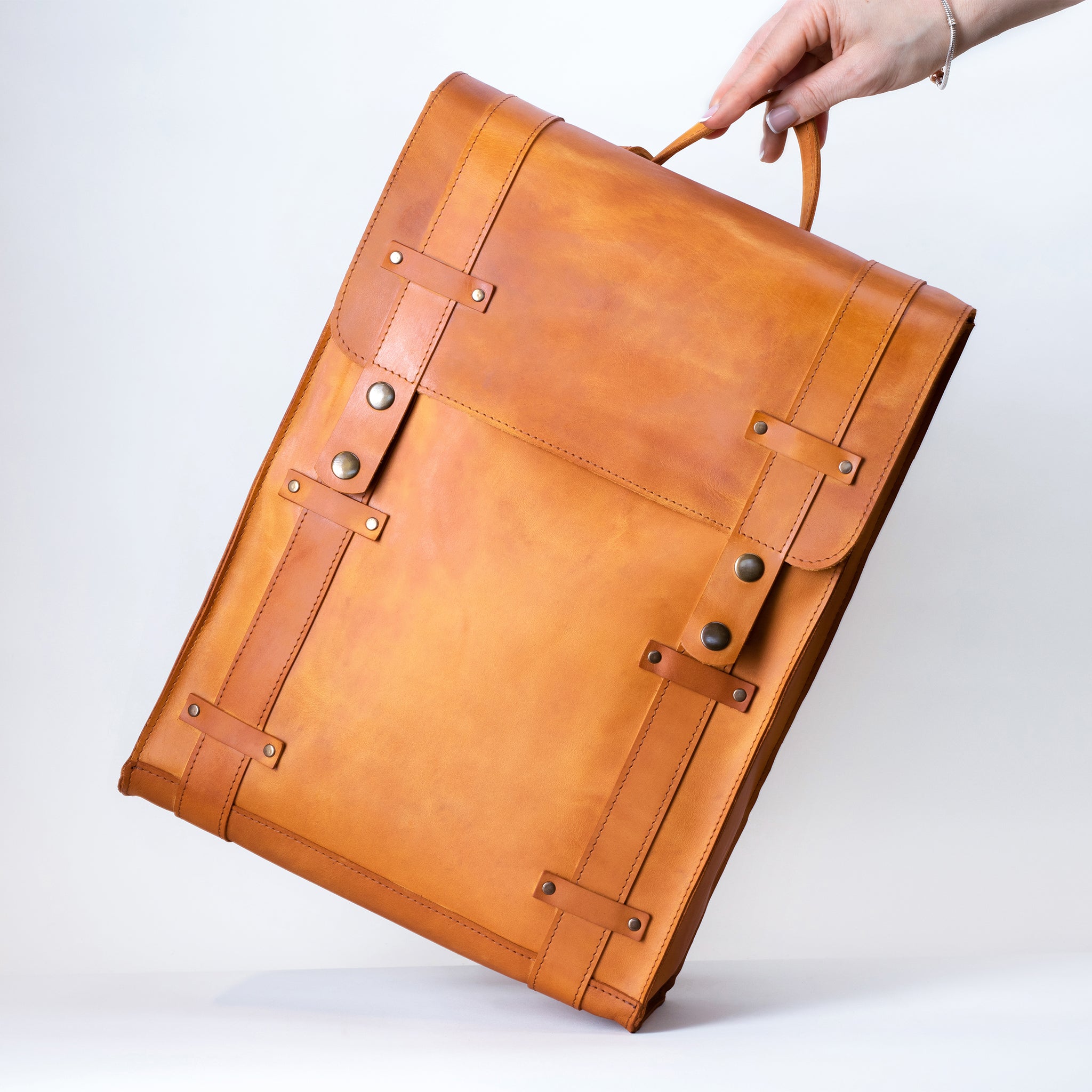 Men's Handcrafting Leather Backpack -Storyteller 13", 14", 15" and 16" inch. laptops