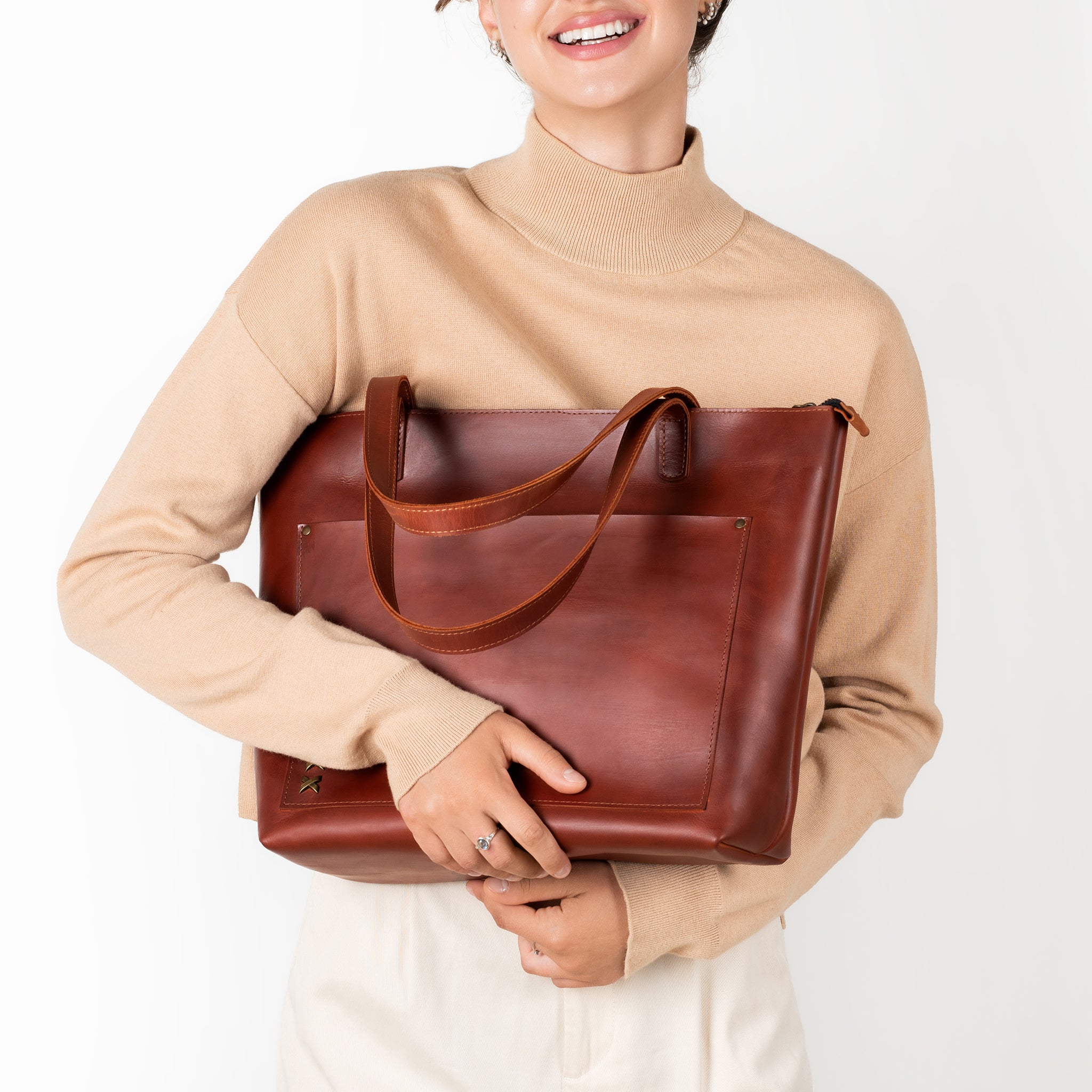 Handmade Leather Tote, Large Women Shopper - Essentials