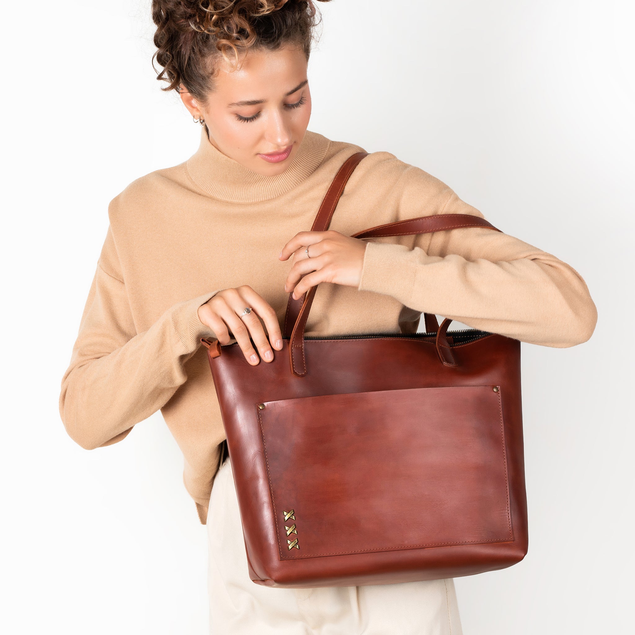 Handmade Leather Tote, Large Women Shopper - Essentials