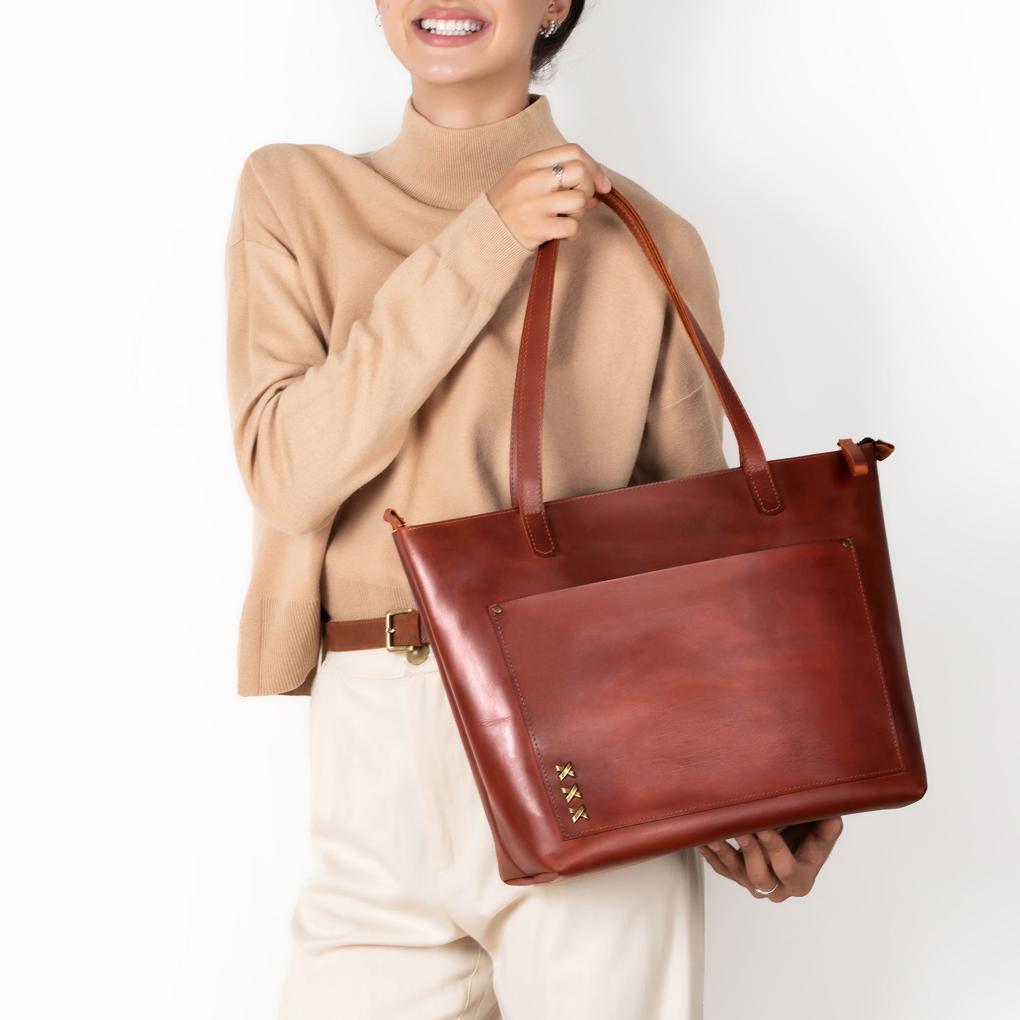 Handmade Leather Tote, Large Women Shopper - Essentials