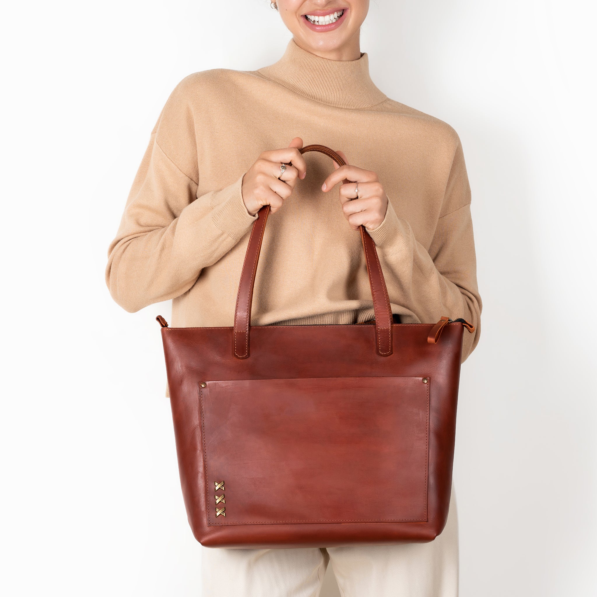 Handmade Leather Tote, Large Women Shopper - Essentials