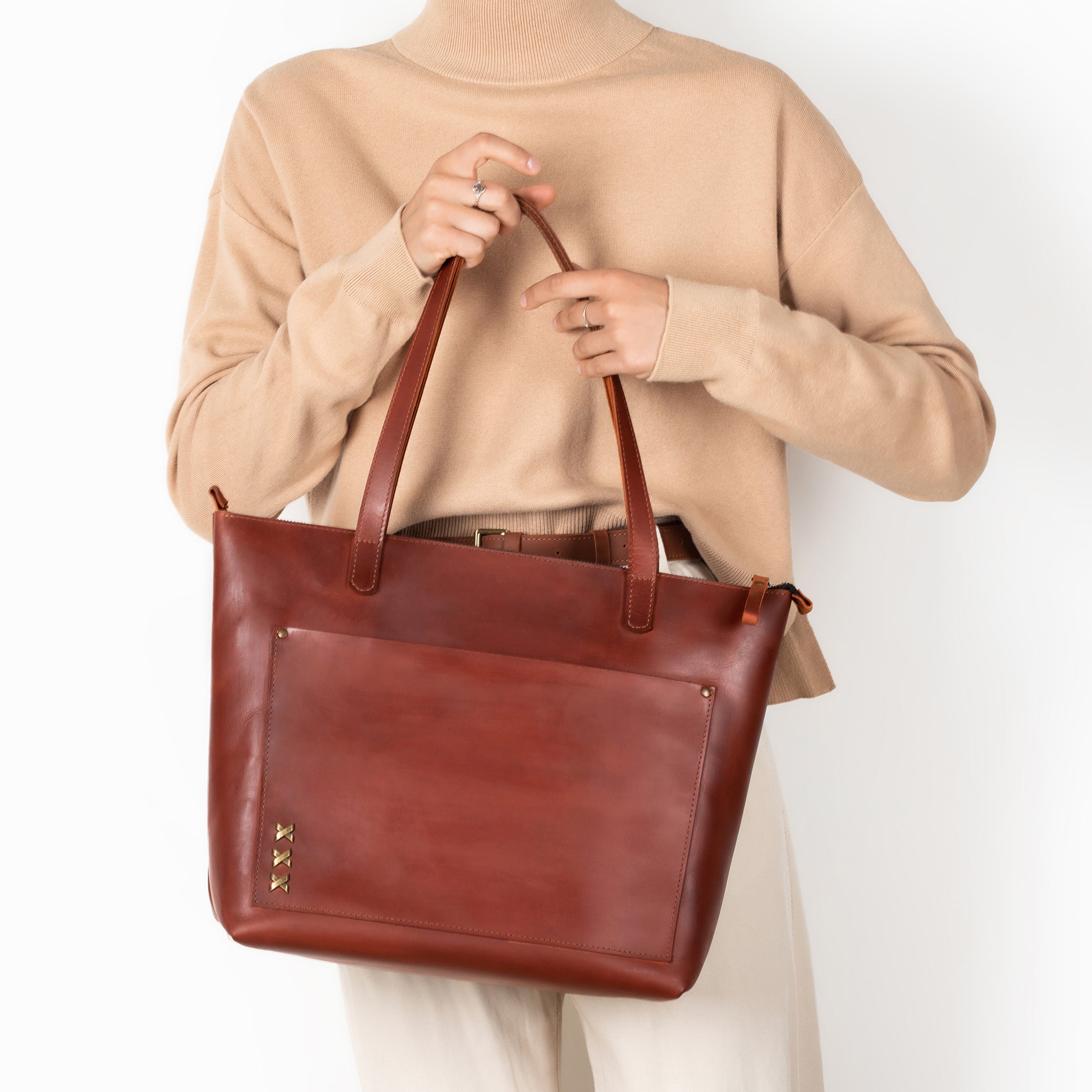 Handmade Leather Tote, Large Women Shopper - Essentials