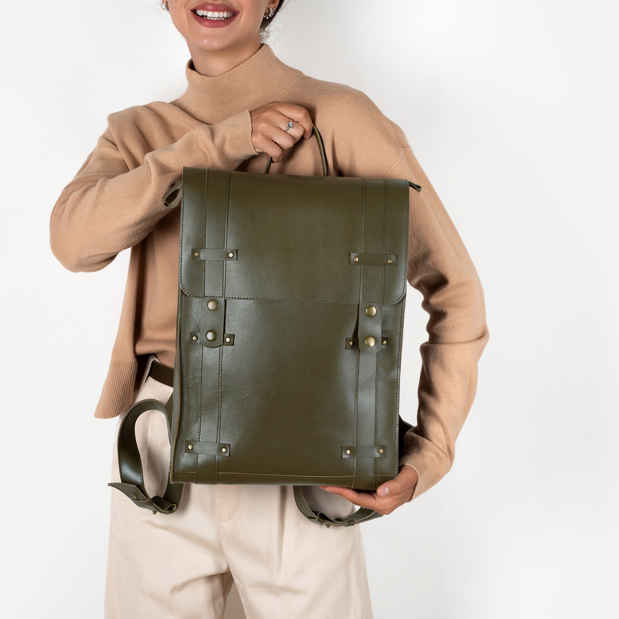 Men's Handcrafting Leather Backpack -Storyteller 13", 14", 15" and 16" inch. laptops