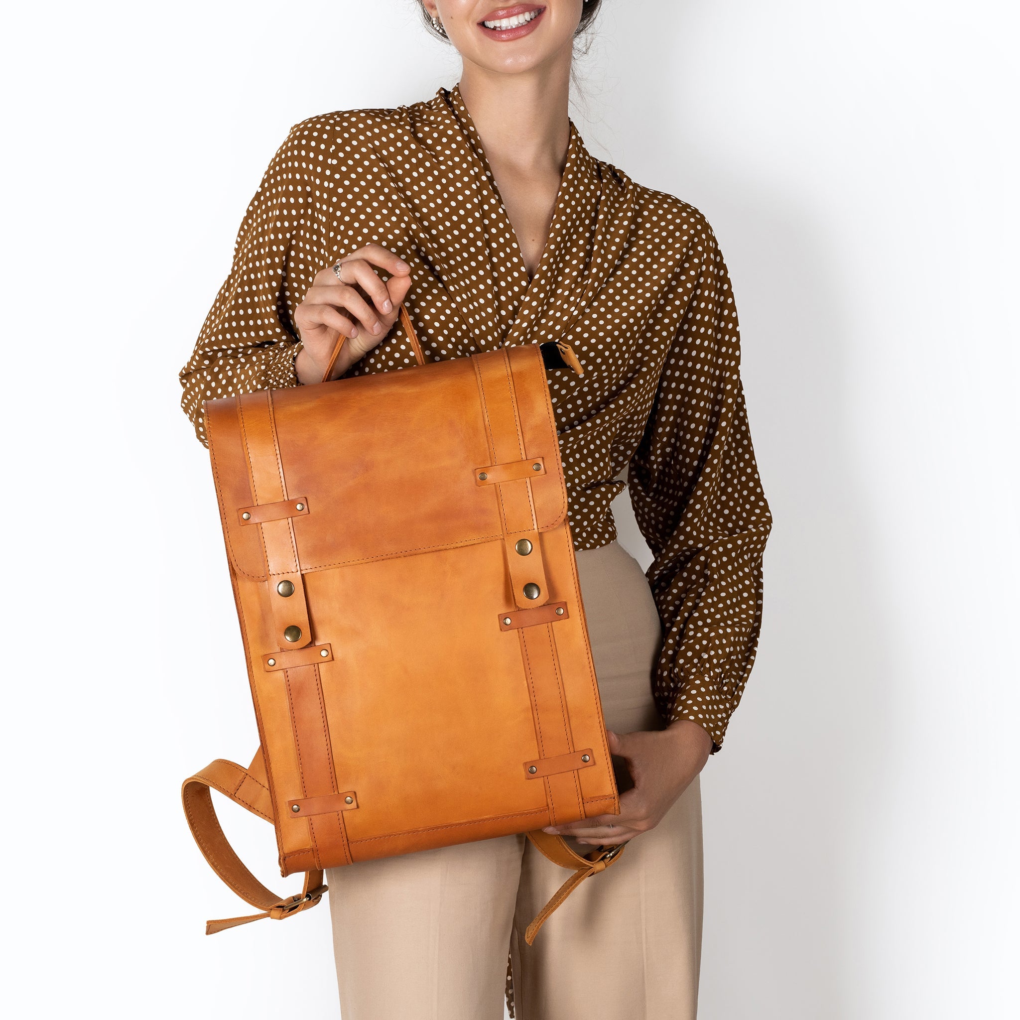 Men's Handcrafting Leather Backpack -Storyteller 13", 14", 15" and 16" inch. laptops
