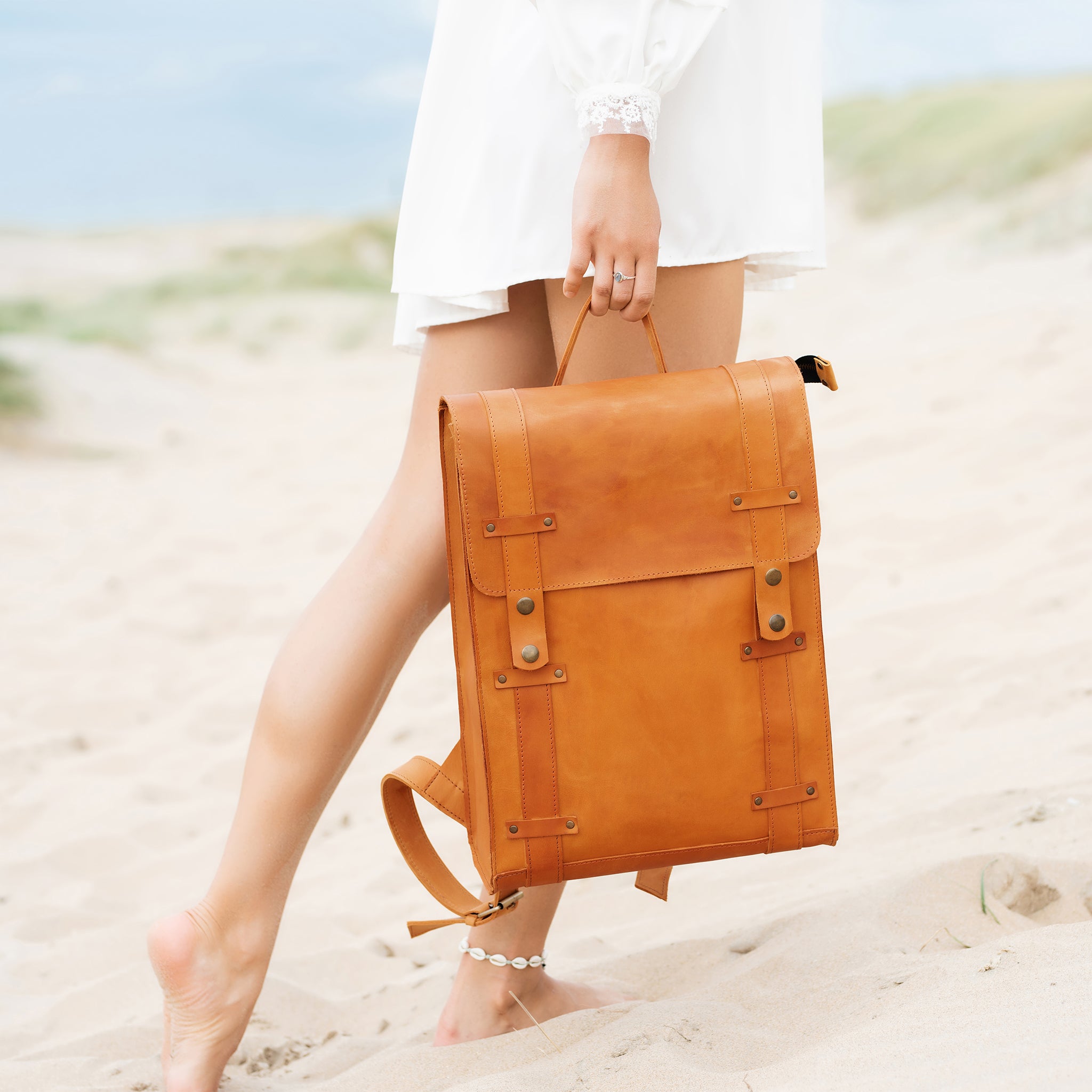 Women's Handcrafting Leather Backpack - Storyteller 13", 14", 15" and 16" inch laptops