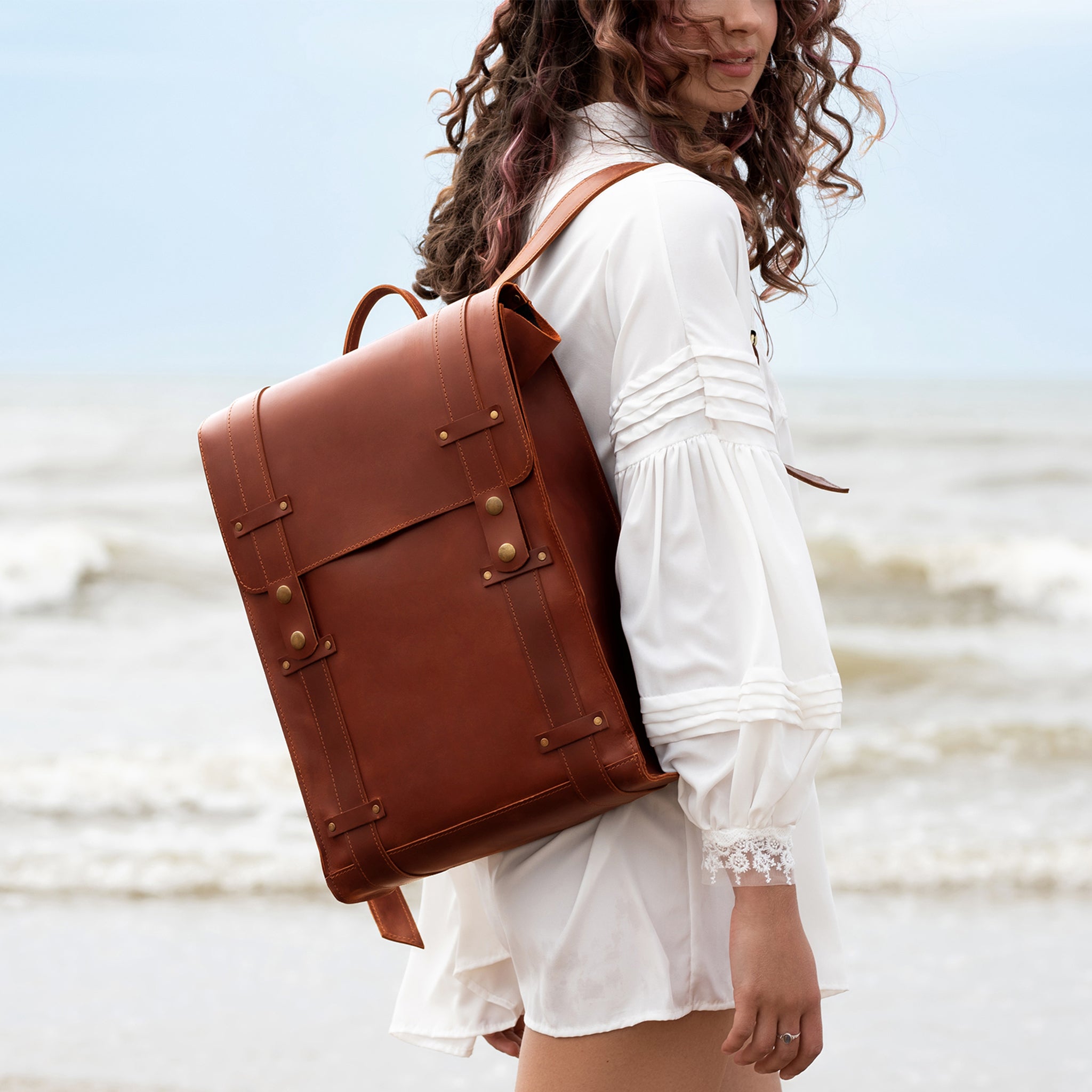 Men's Handcrafting Leather Backpack -Storyteller 13", 14", 15" and 16" inch. laptops