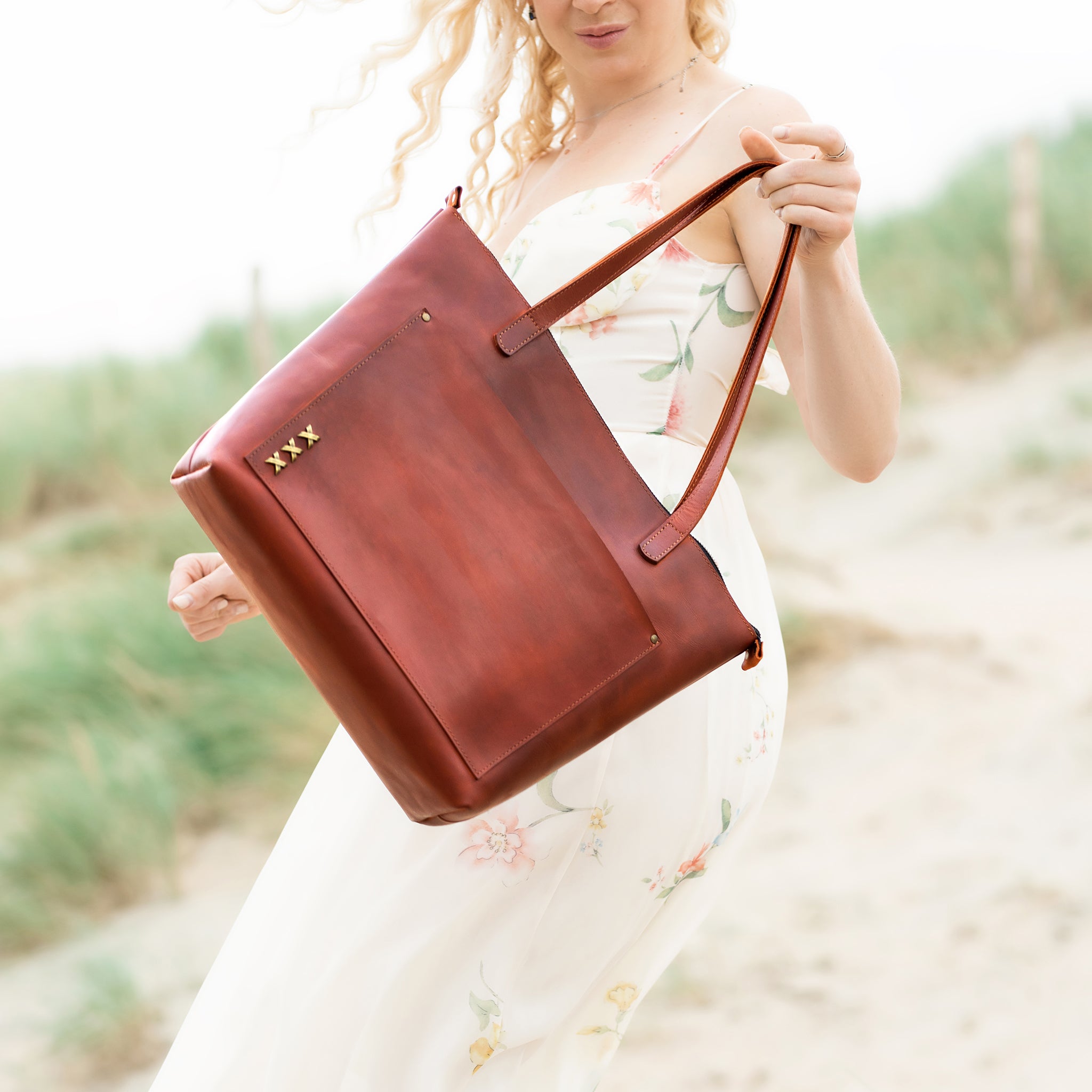 Handmade Leather Tote, Large Women Shopper - Essentials