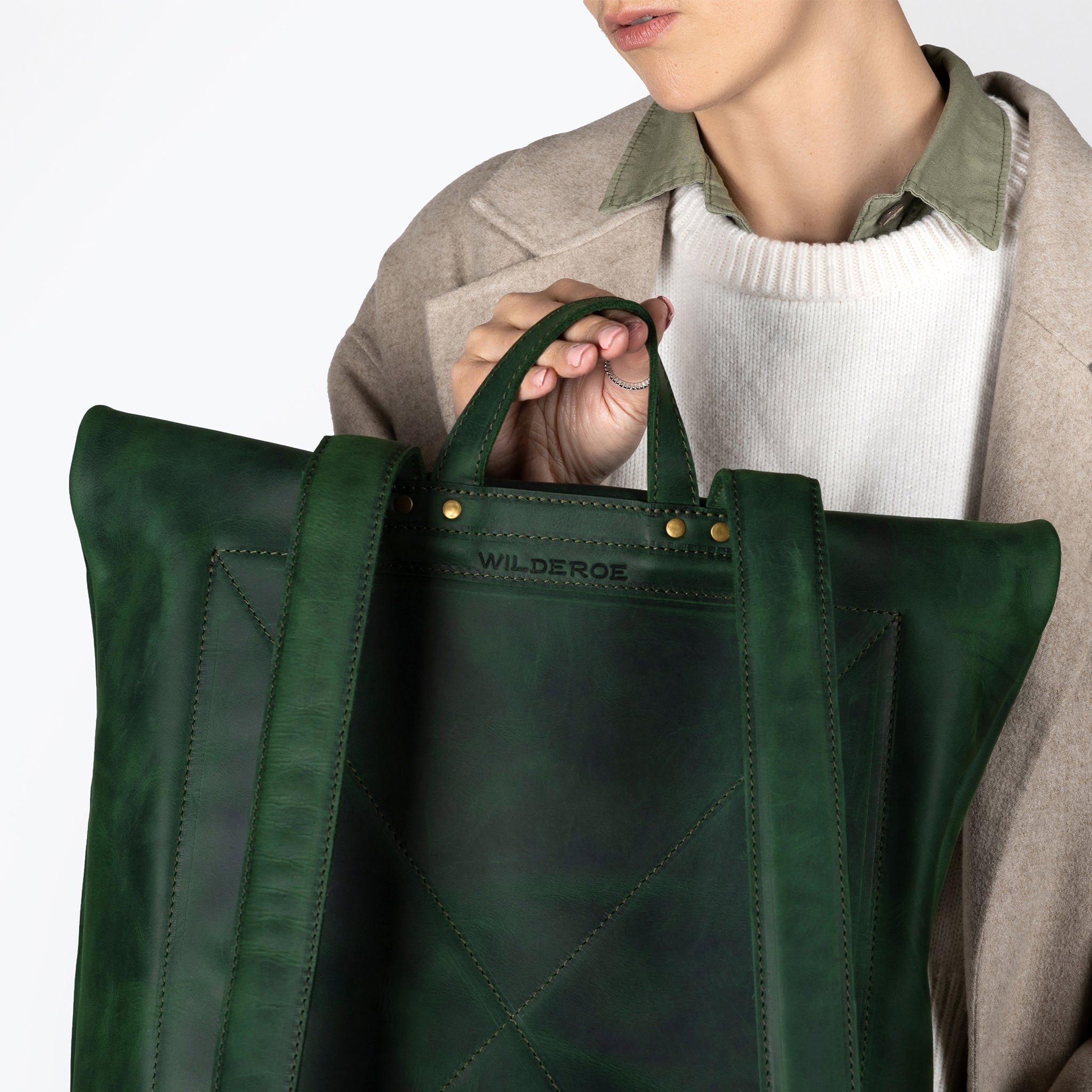 Roll-top Handcrafting Leather Women's Backpack - Forester 13", 14", 15" and 16" inch laptops