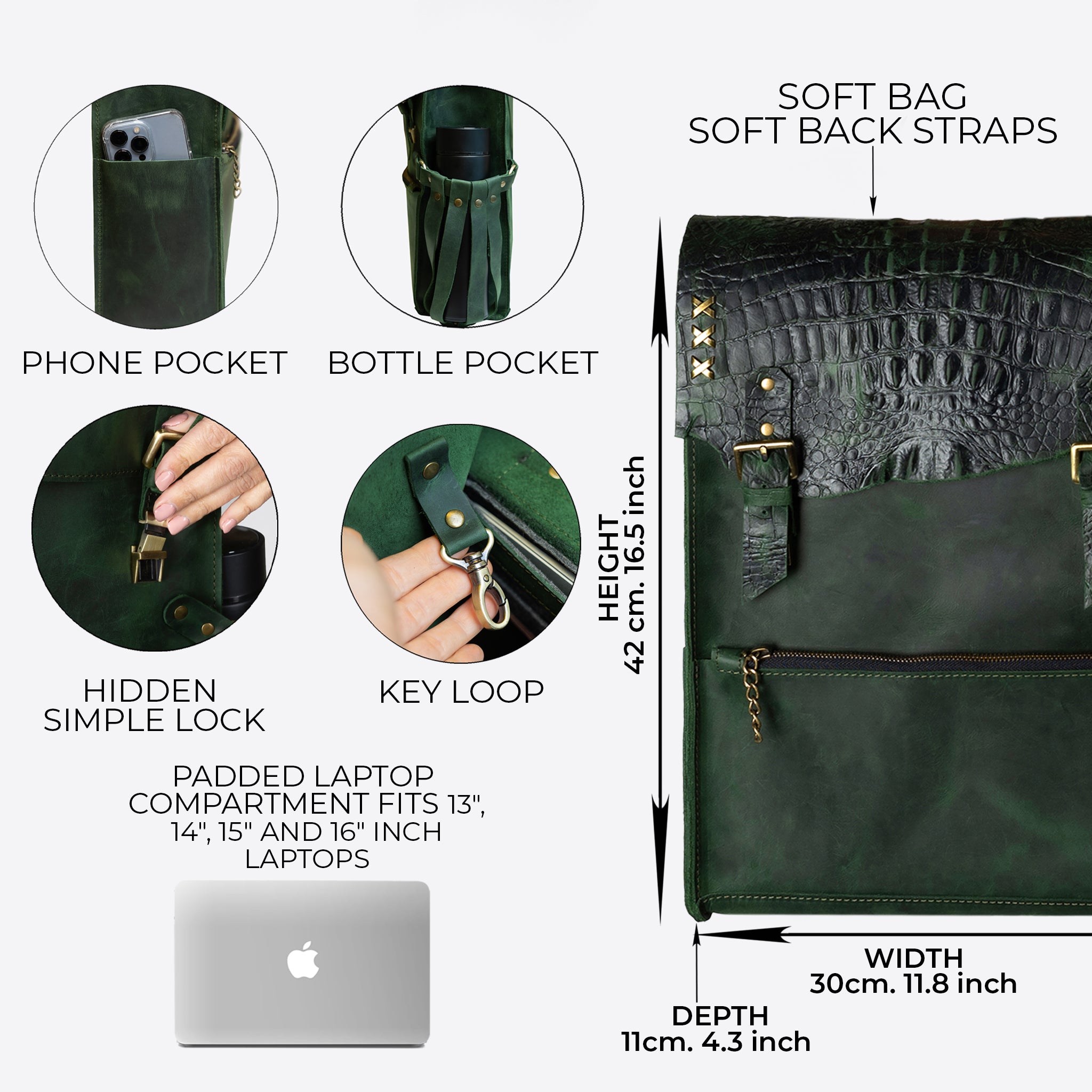 Women's Handcrafting Leather Backpack - Classic Spirit 13", 14", 15" and 16" inch. laptops