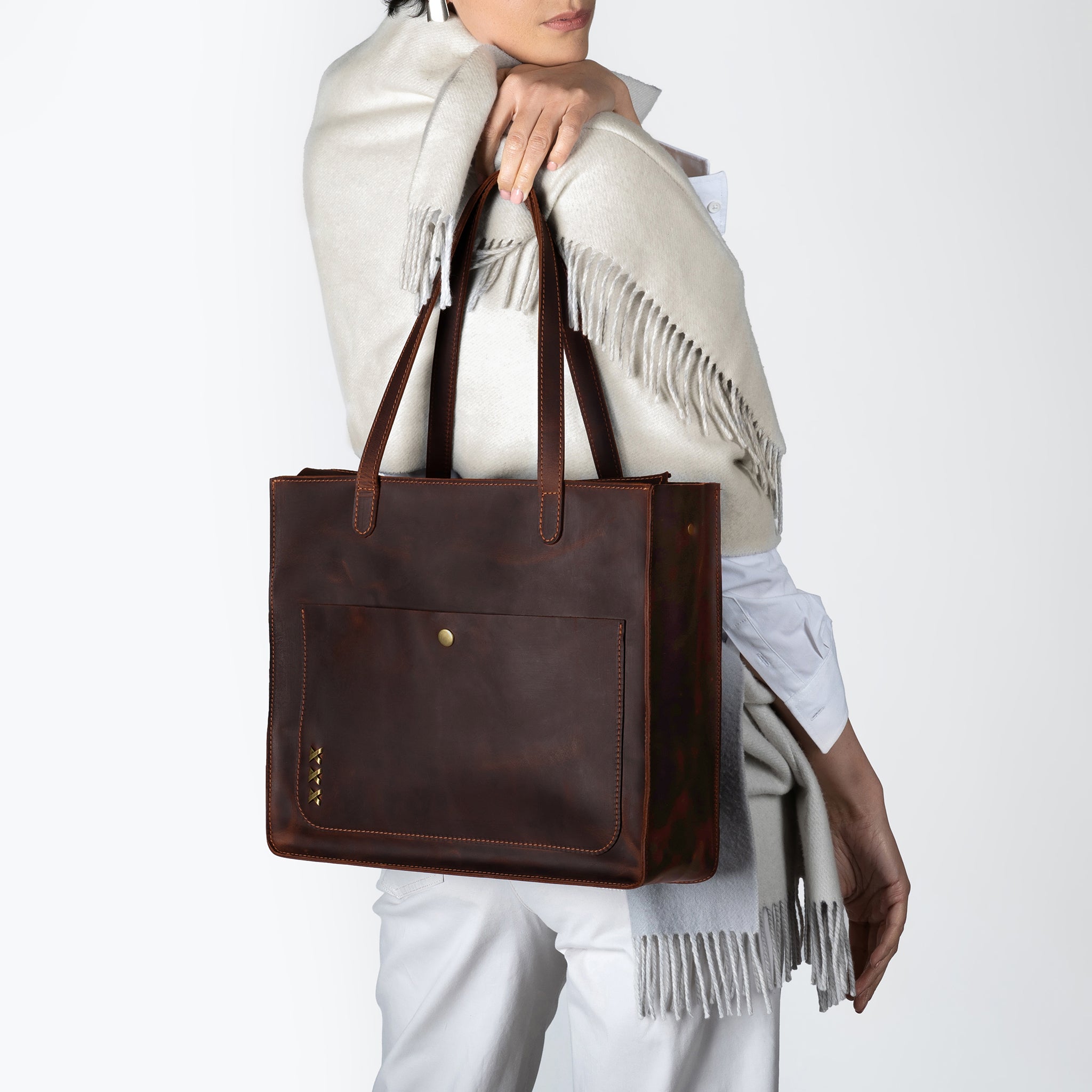Handmade Leather Tote Laptop Bag For Women 13"and 14 inch. Laptops - Western
