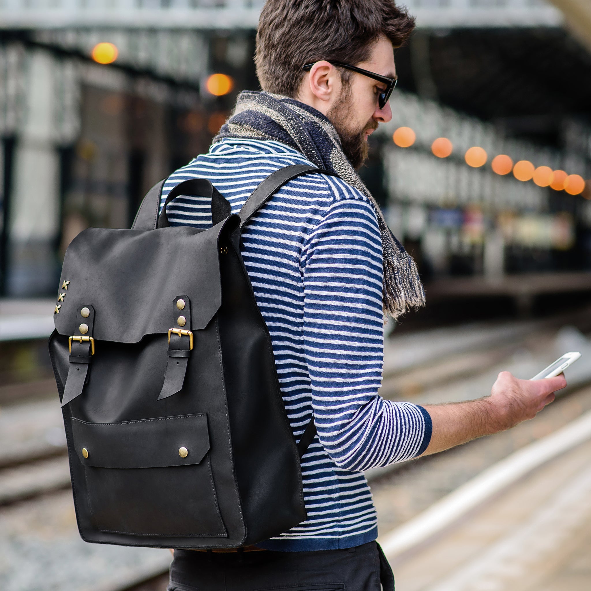 Handmade Men's Leather Backpack Black - Vondel 13", 14", 15" and 16" inch laptops