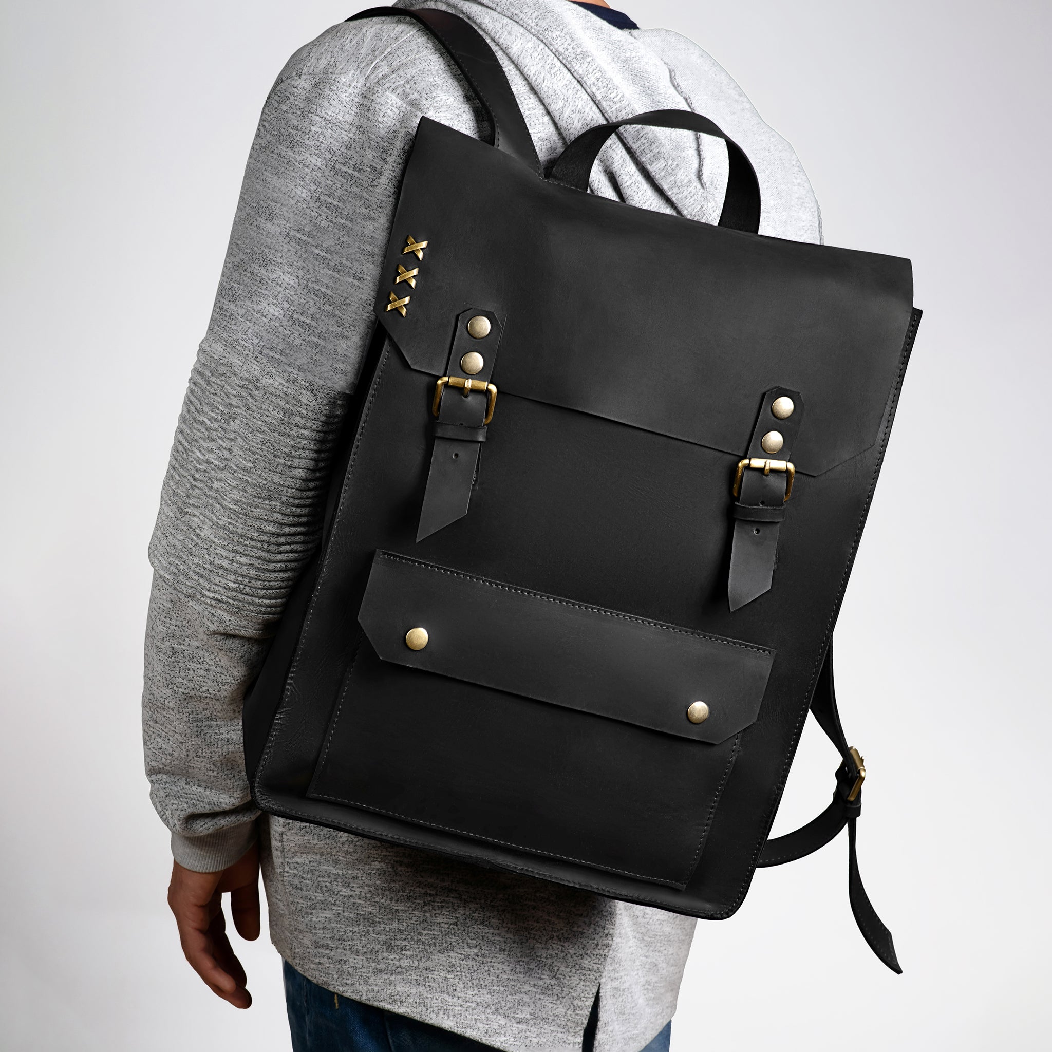 Handmade Men's Leather Backpack Black - Vondel 13", 14", 15" and 16" inch laptops