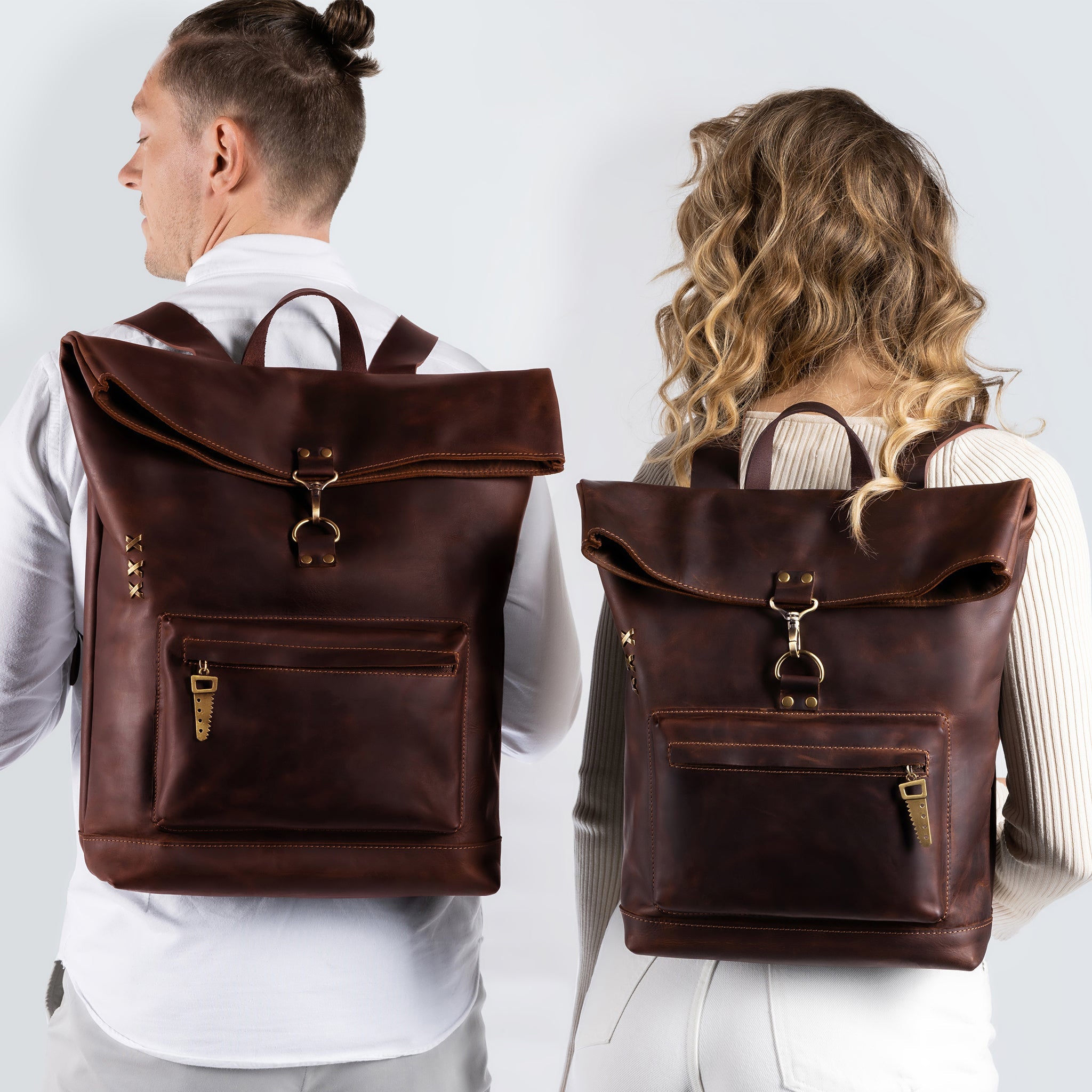 Roll -Top Leather Backpack for Men - Forester 13", 14", 15" and 16" inch laptops