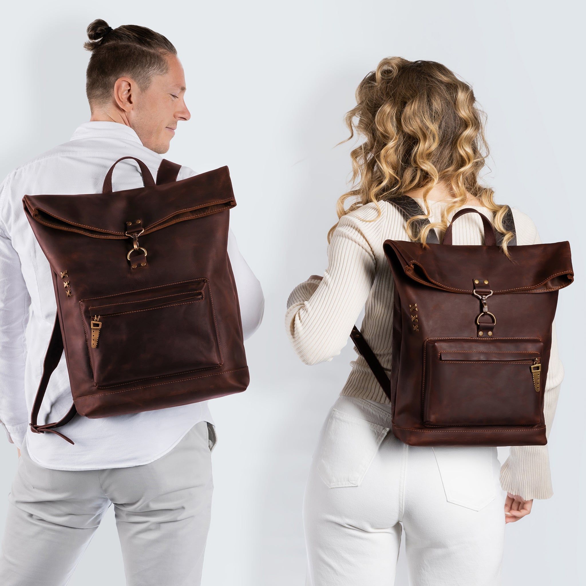 Roll -Top Leather Backpack for Men - Forester 13", 14", 15" and 16" inch laptops