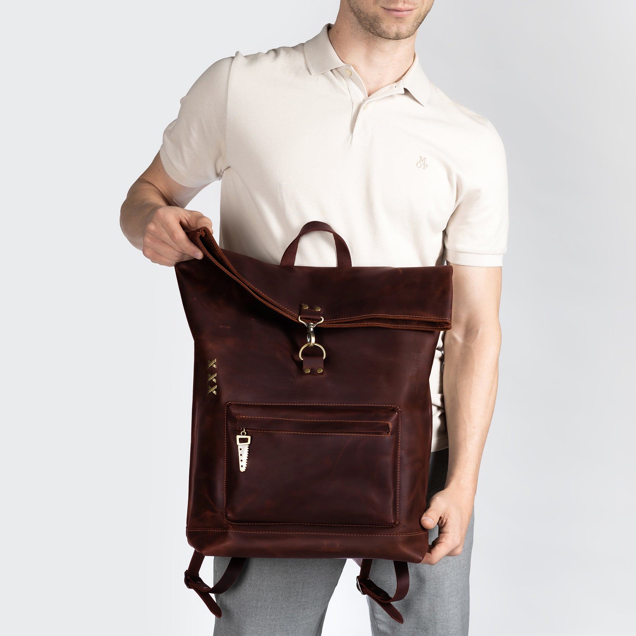 Roll -Top Leather Backpack for Men - Forester 13", 14", 15" and 16" inch laptops