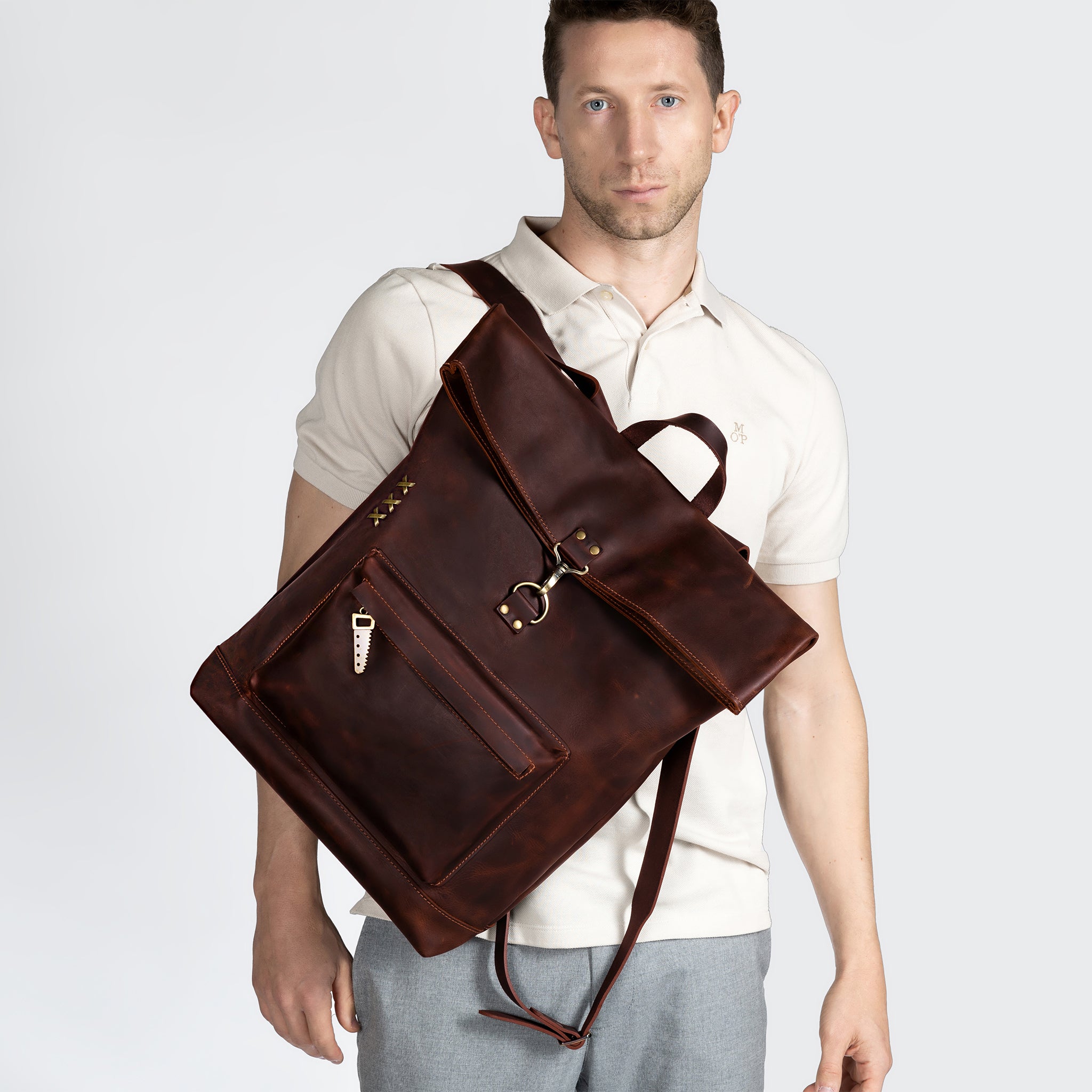 Roll -Top Leather Backpack for Men - Forester 13", 14", 15" and 16" inch laptops