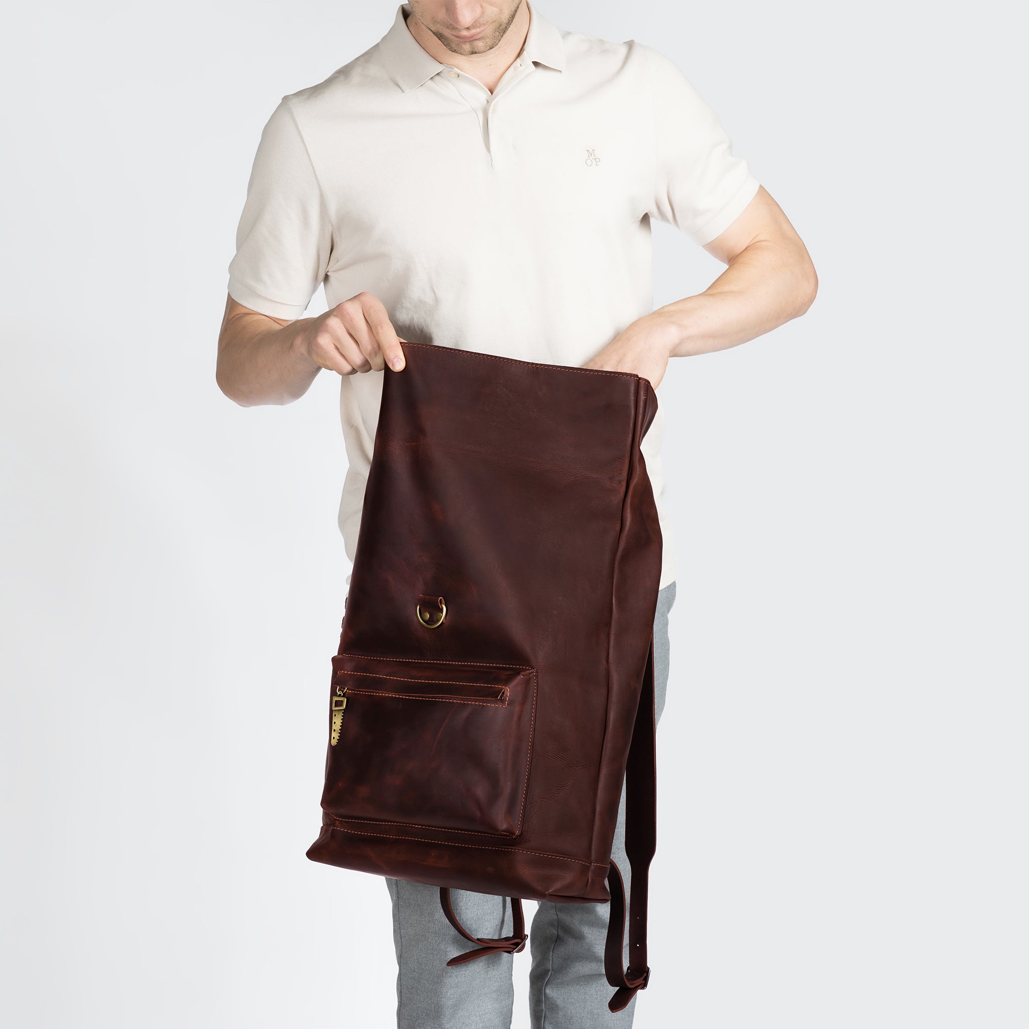 Roll -Top Leather Backpack for Men - Forester 13", 14", 15" and 16" inch laptops