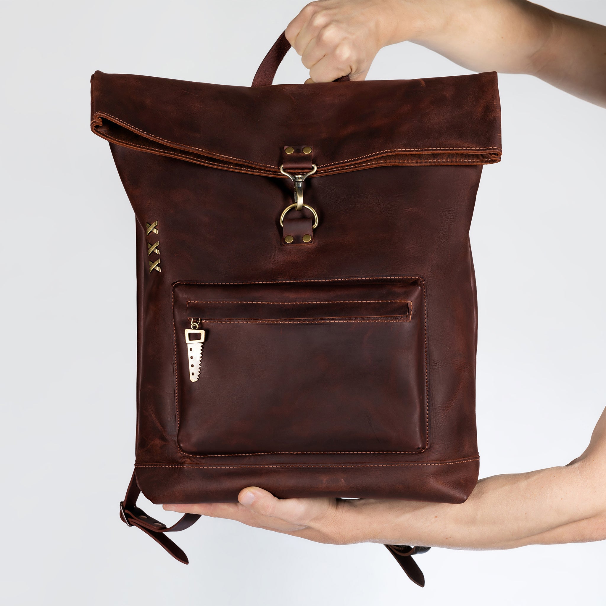 Roll -Top Leather Backpack for Men - Forester 13", 14", 15" and 16" inch laptops