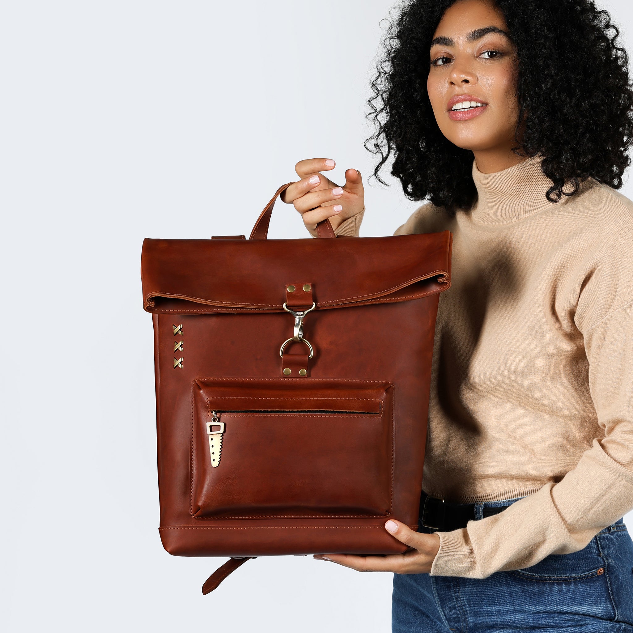 Roll-top Handcrafting Leather Women's Backpack - Forester 13", 14", 15" and 16" inch laptops