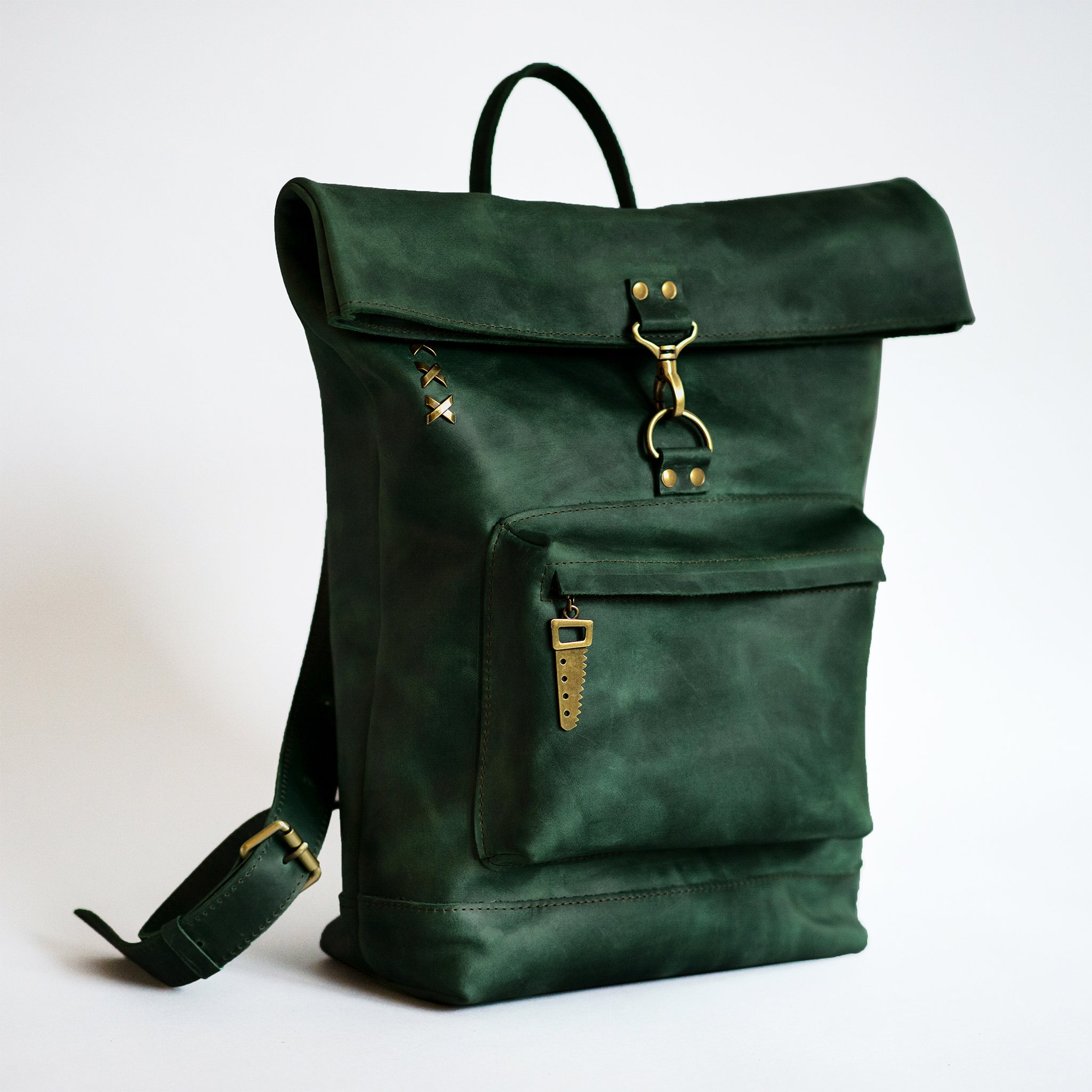 Roll-top Handcrafting Leather Women's Backpack - Forester 13", 14", 15" and 16" inch laptops