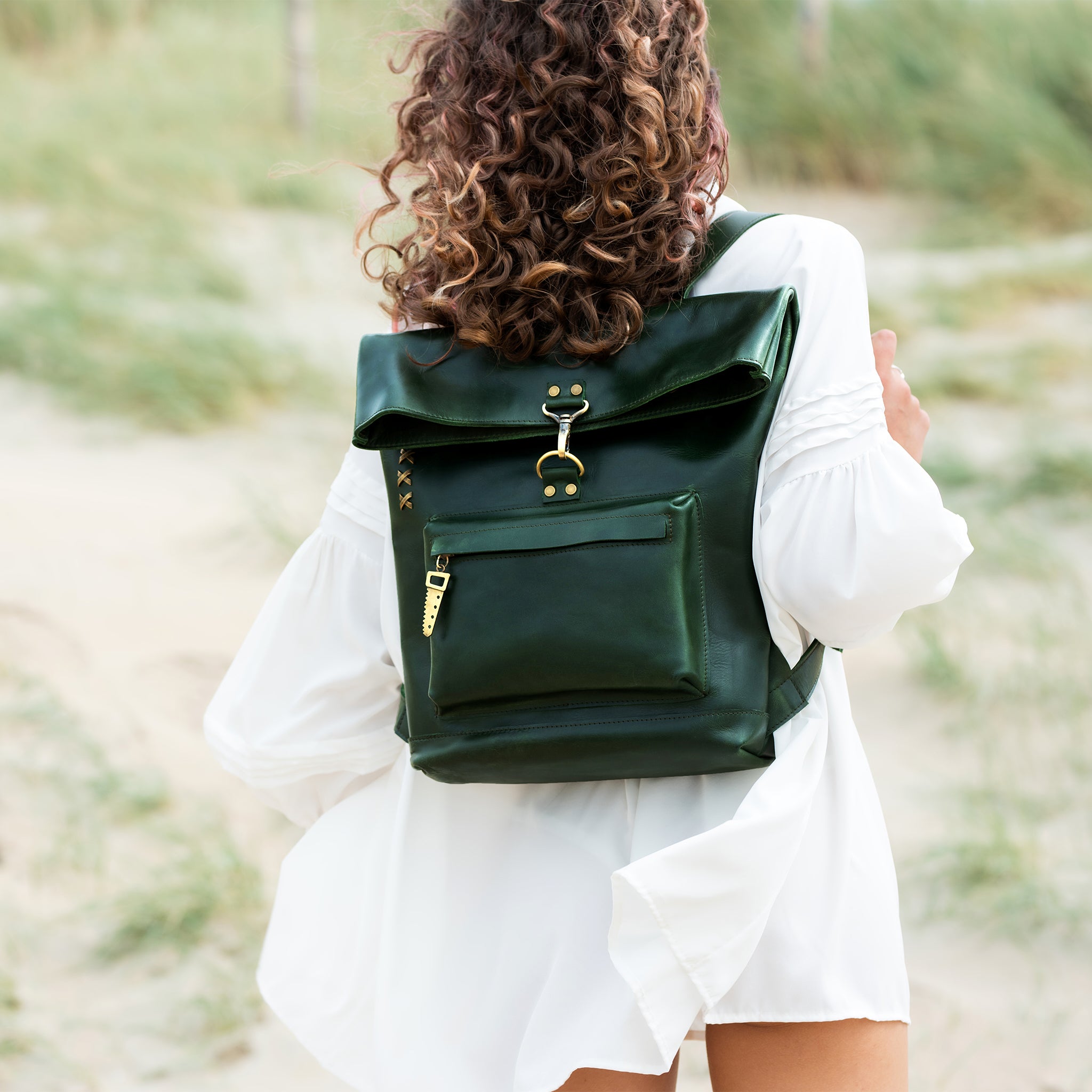 Roll-top Handcrafting Leather Women's Backpack - Forester 13", 14", 15" and 16" inch laptops
