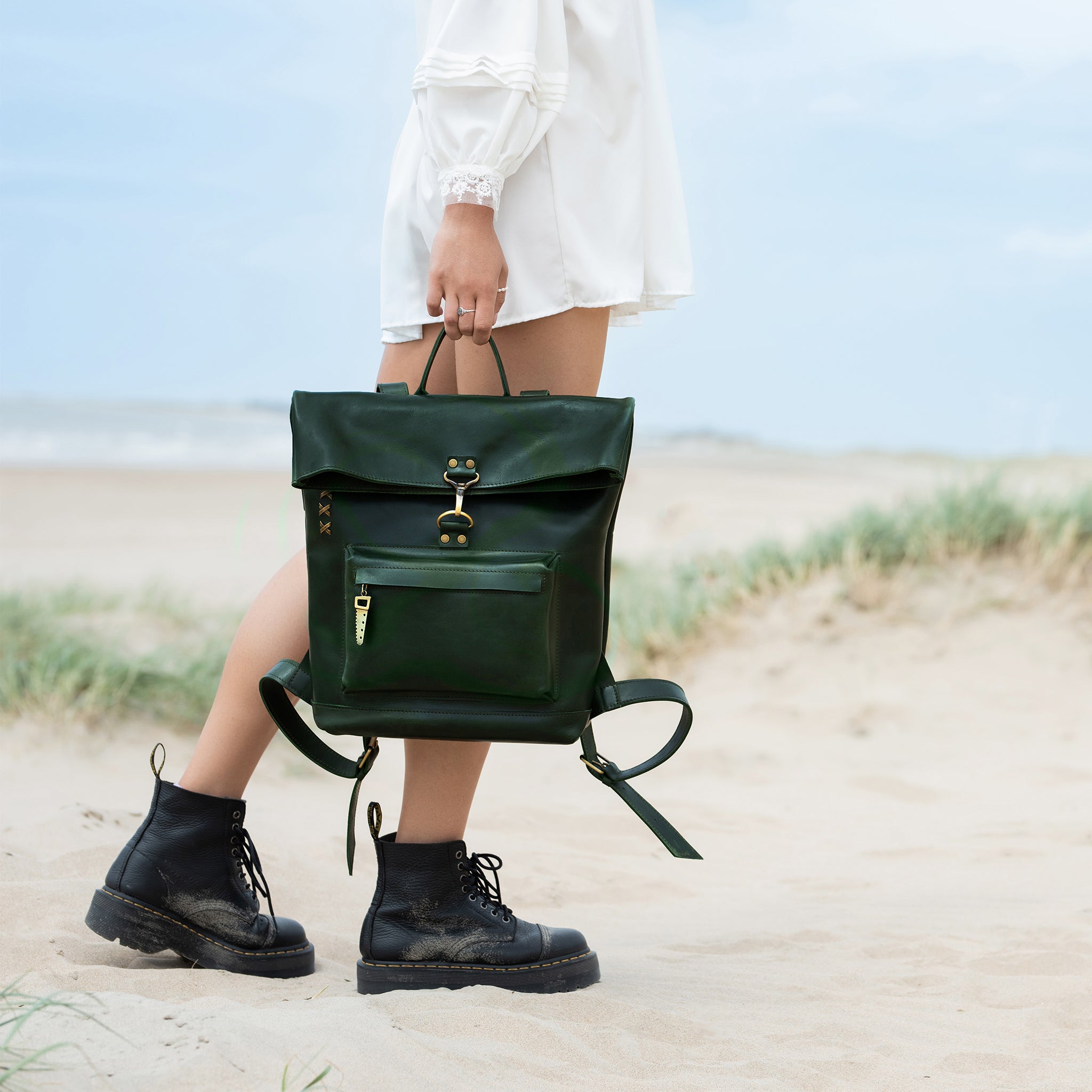 Roll-top Handcrafting Leather Women's Backpack - Forester 13", 14", 15" and 16" inch laptops