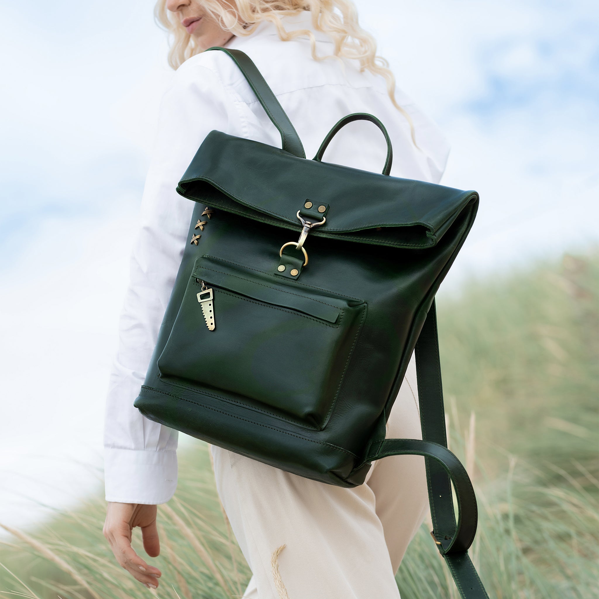Roll-top Handcrafting Leather Women's Backpack - Forester 13", 14", 15" and 16" inch laptops