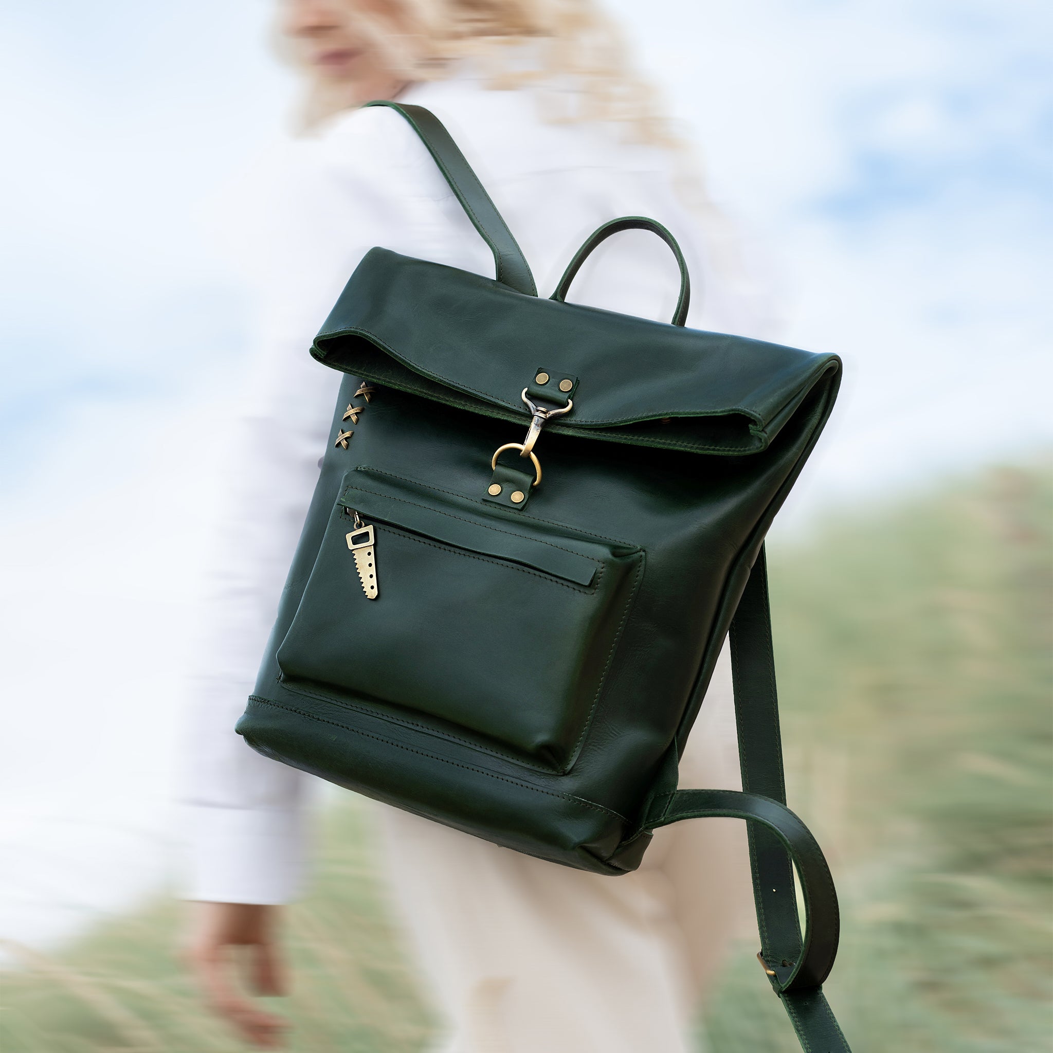 Roll-top Handcrafting Leather Women's Backpack - Forester 13", 14", 15" and 16" inch laptops